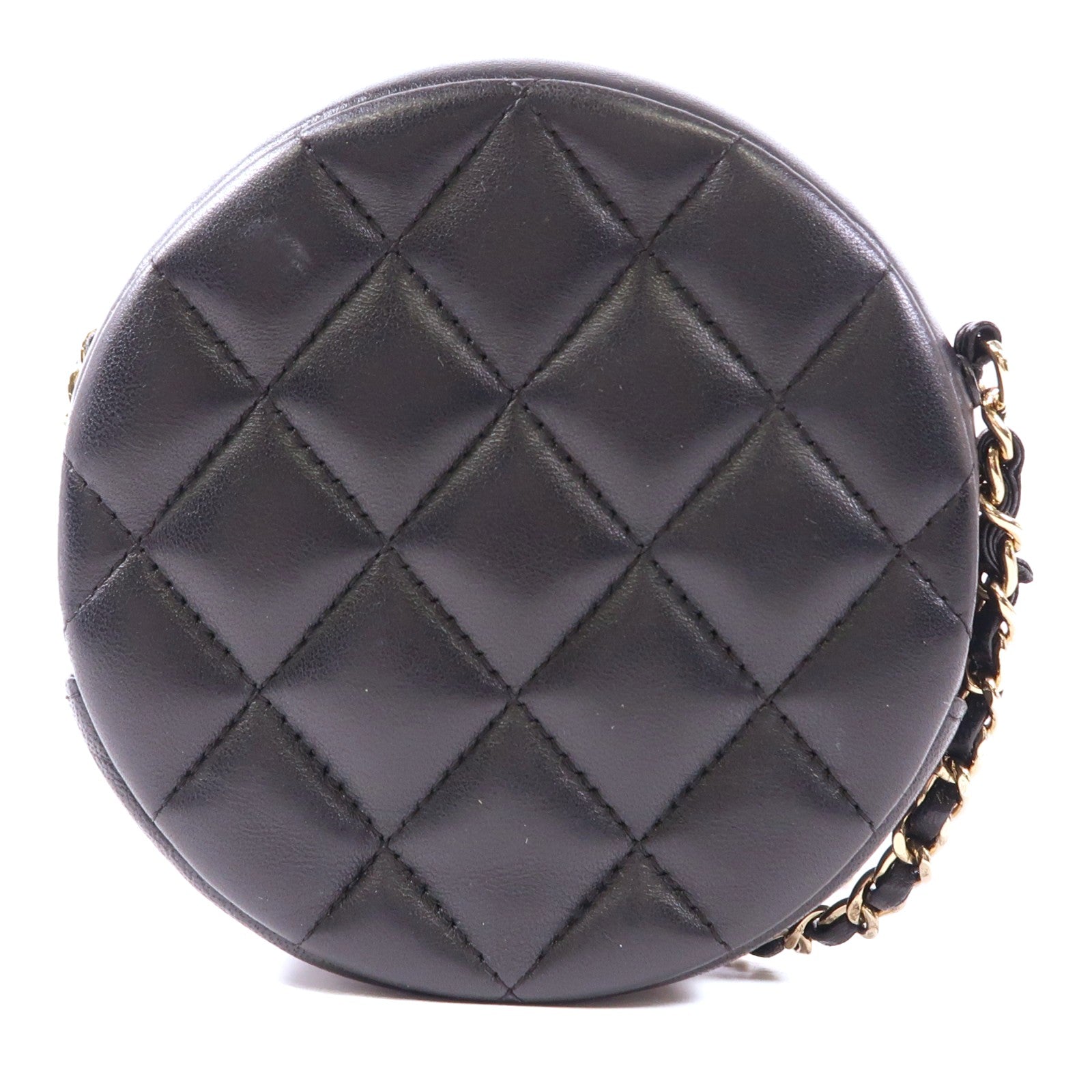 CHANEL CC GHW Chain Shoulder Bag Lambskin Leather Black