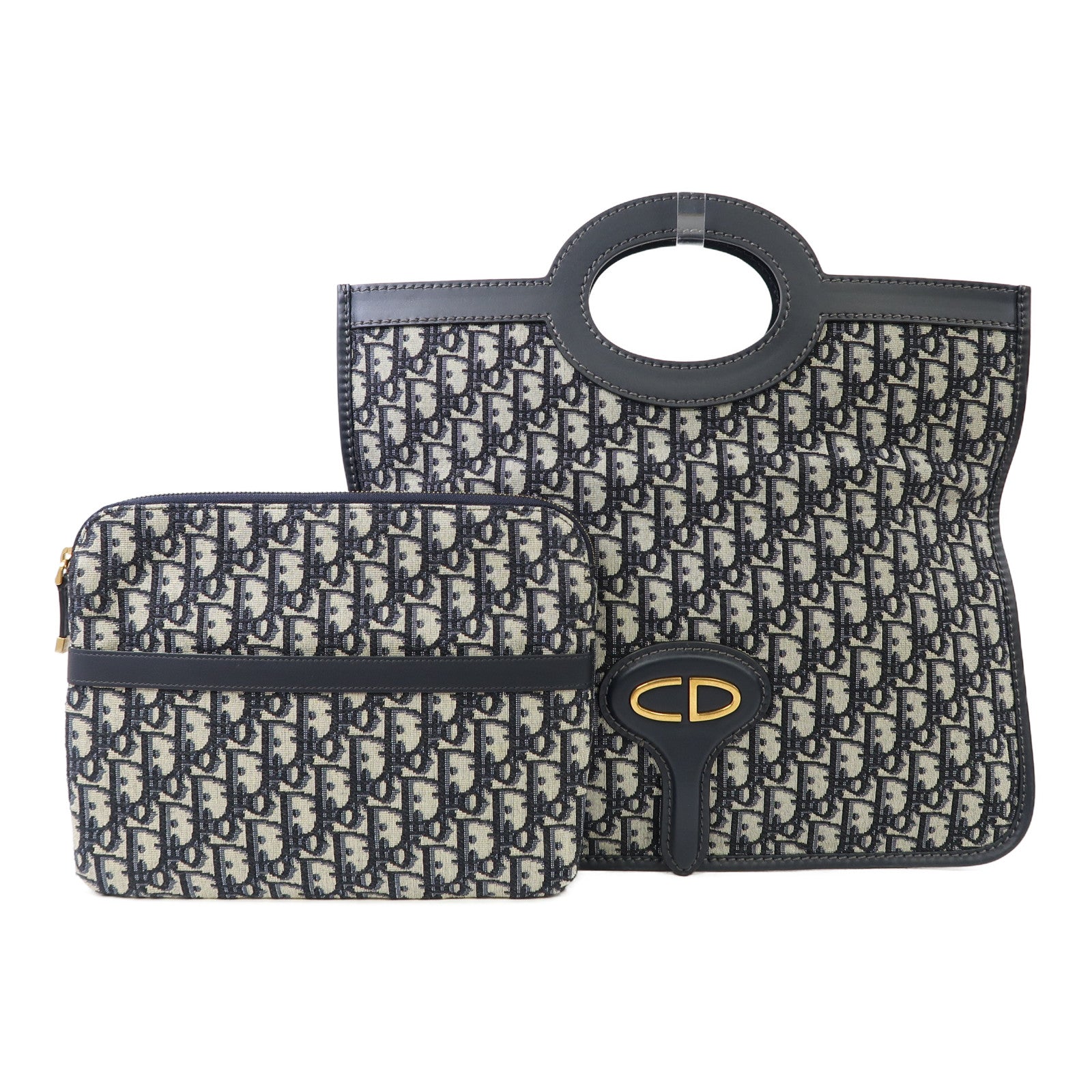 Dior 帆布Hand Bag金扣手挽袋藍色
