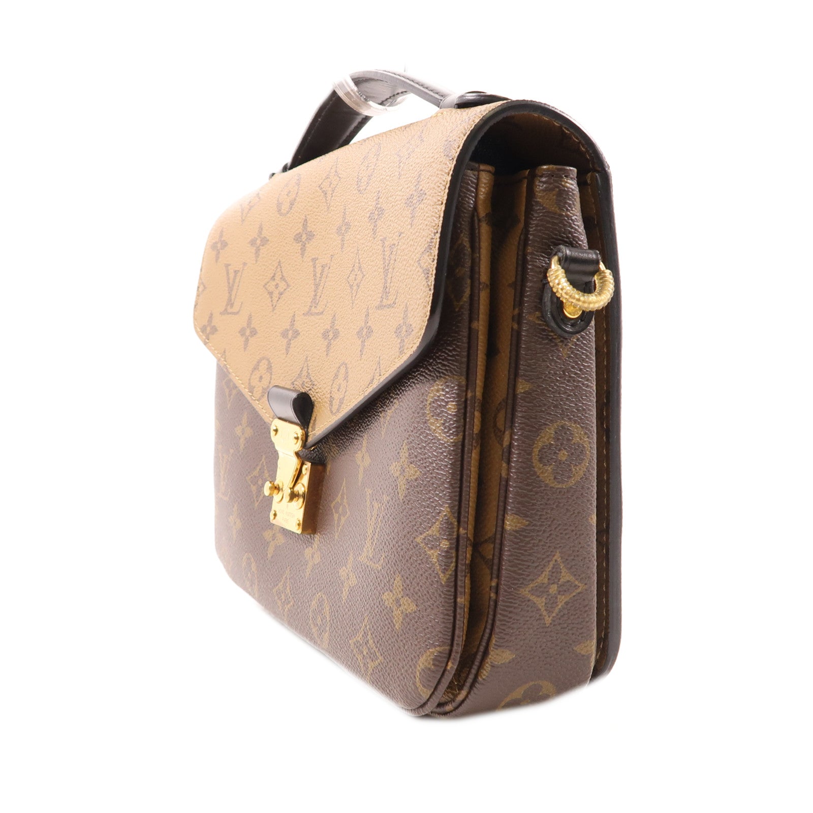 LOUIS VUITTON Monogram Reverse Pochette Metis金扣手挽肩背兩用袋棕色
