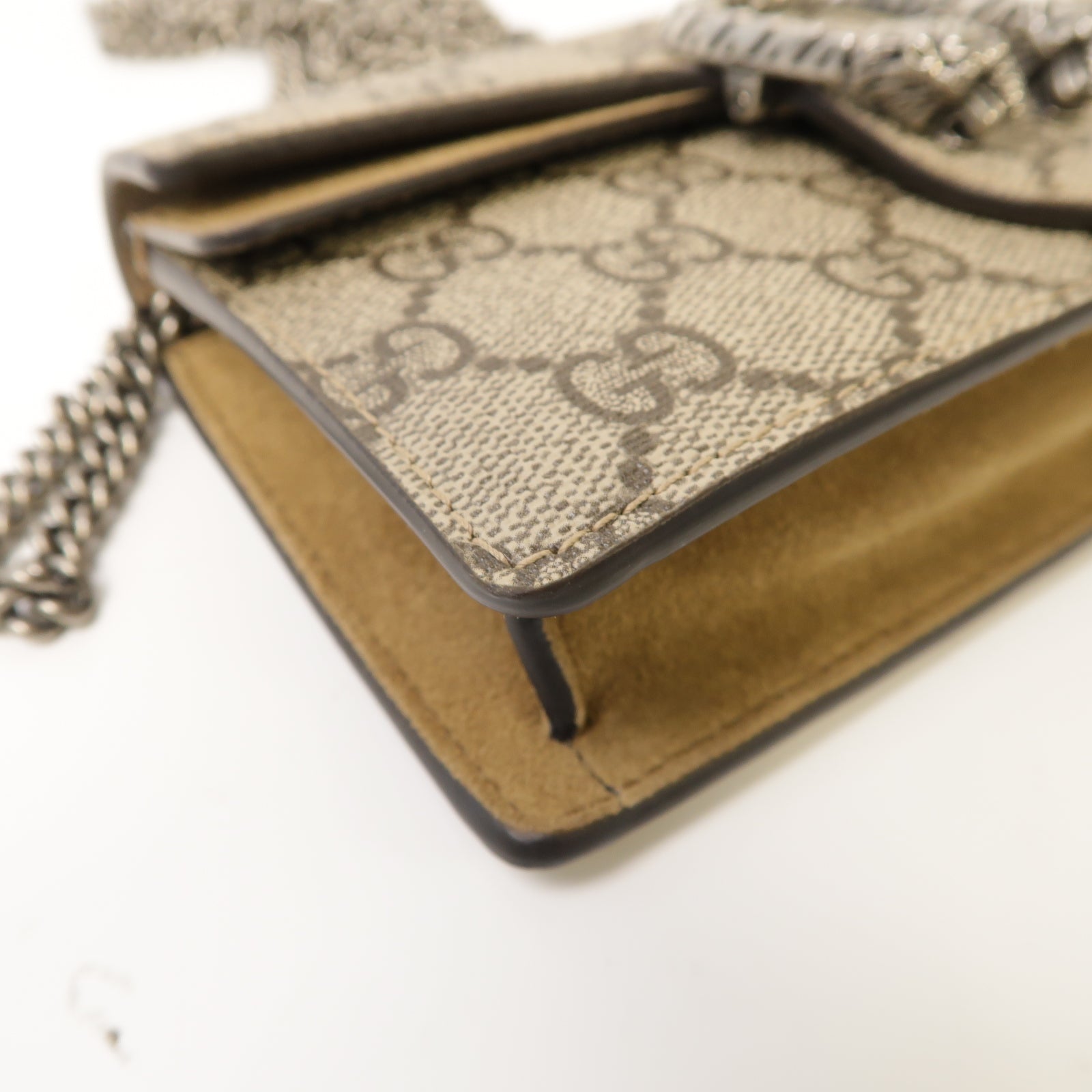 GUCCI **【激減優惠】塗層帆布Dionysus Ultra Mini銀扣鏈帶肩背袋棕色