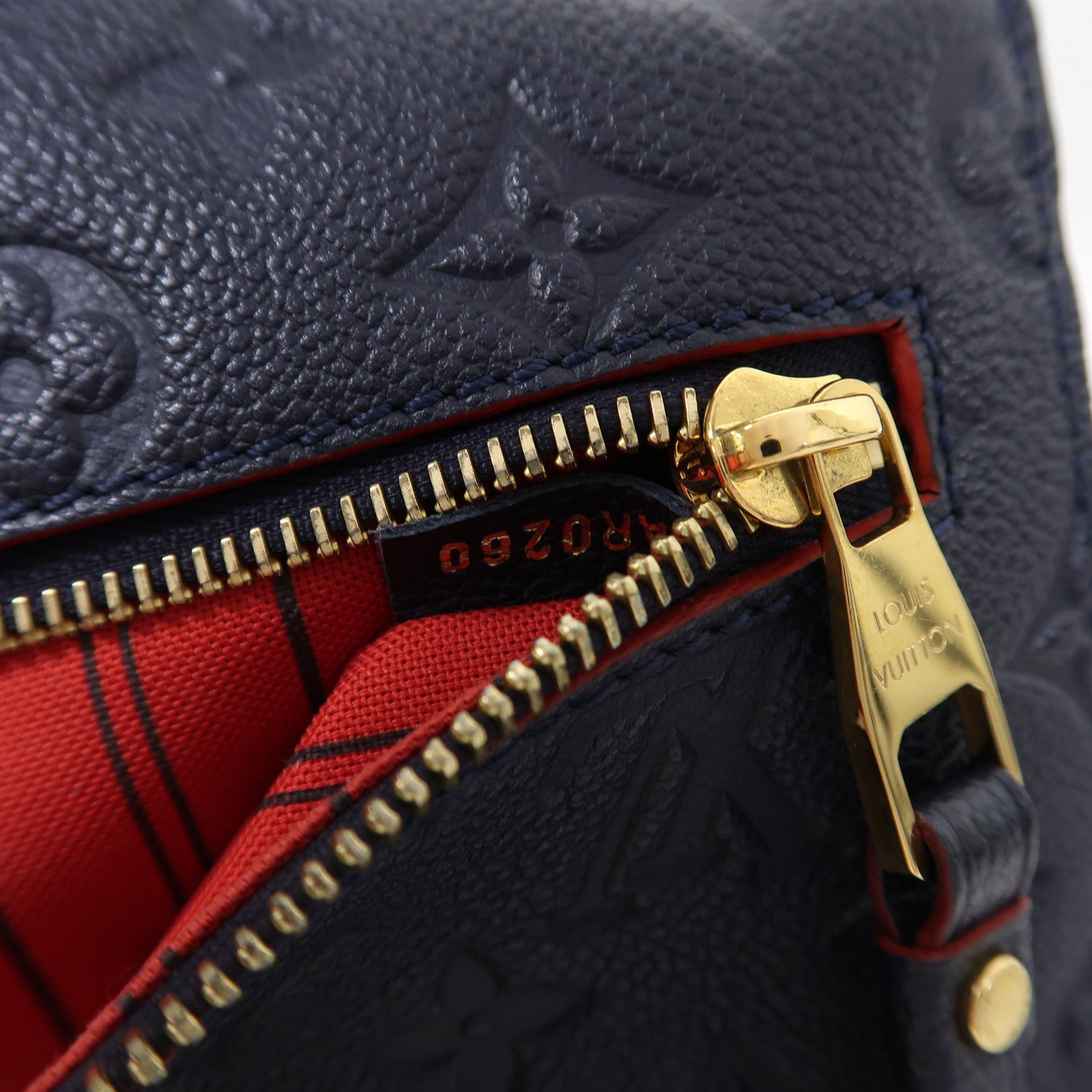 LOUIS VUITTON Monogram Empreinte Metis MM金扣手挽肩背兩用袋深藍色