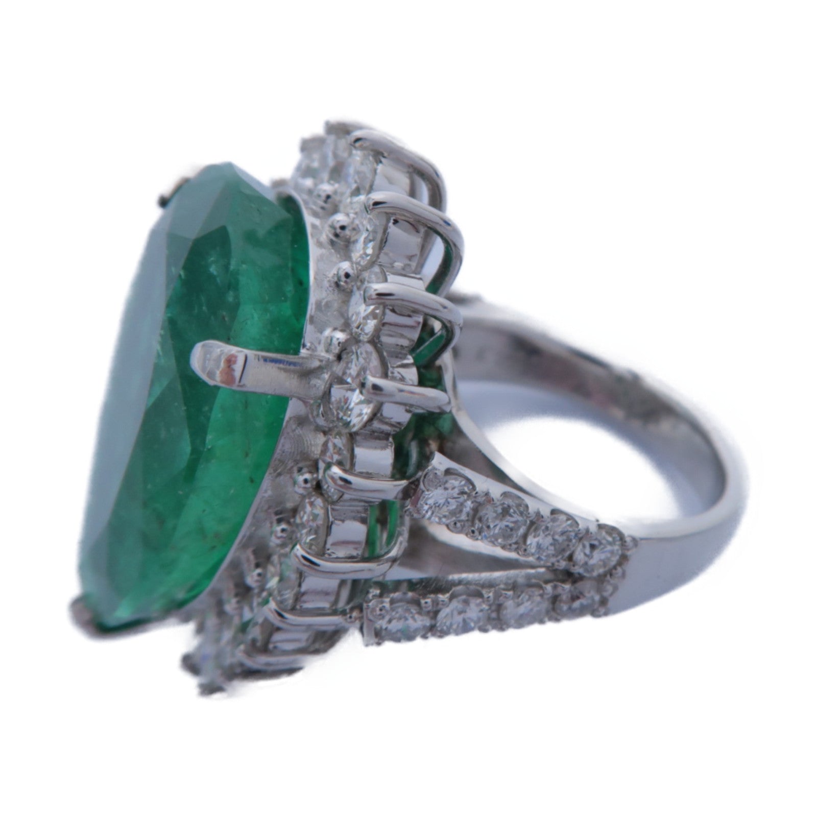 JEWELRY 【激減優惠】PT900鉑金Emerald Ring 23.613ct綠寶石/3.96ct鑽石戒指US#7.25