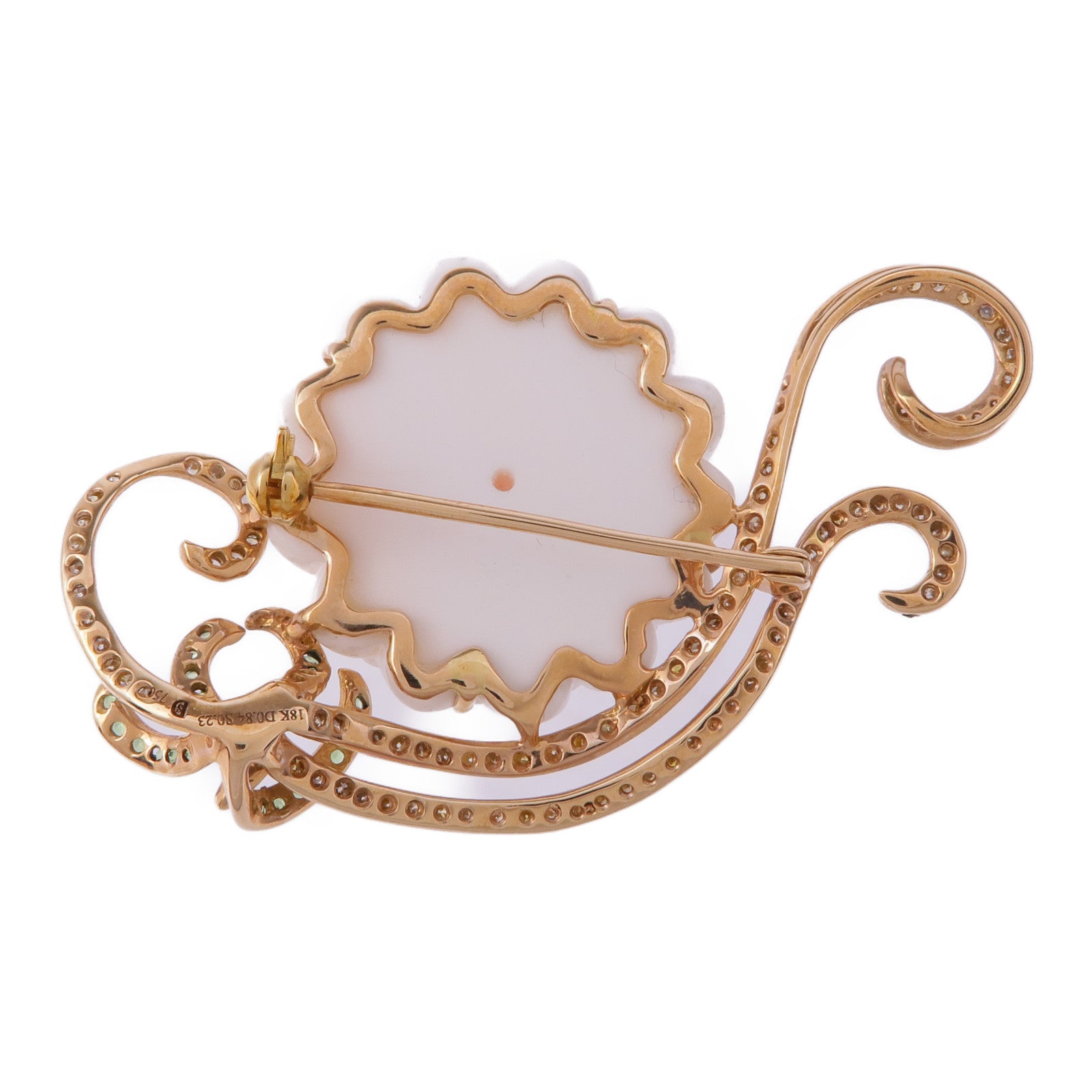 JEWELRY 18K玫瑰金Brooch珊瑚石/藍寶石/鑽石胸針