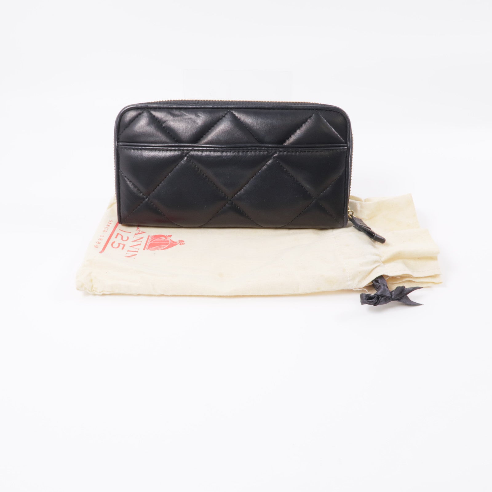 LANVIN 羊皮皮革Long Wallet金扣長錢包黑色