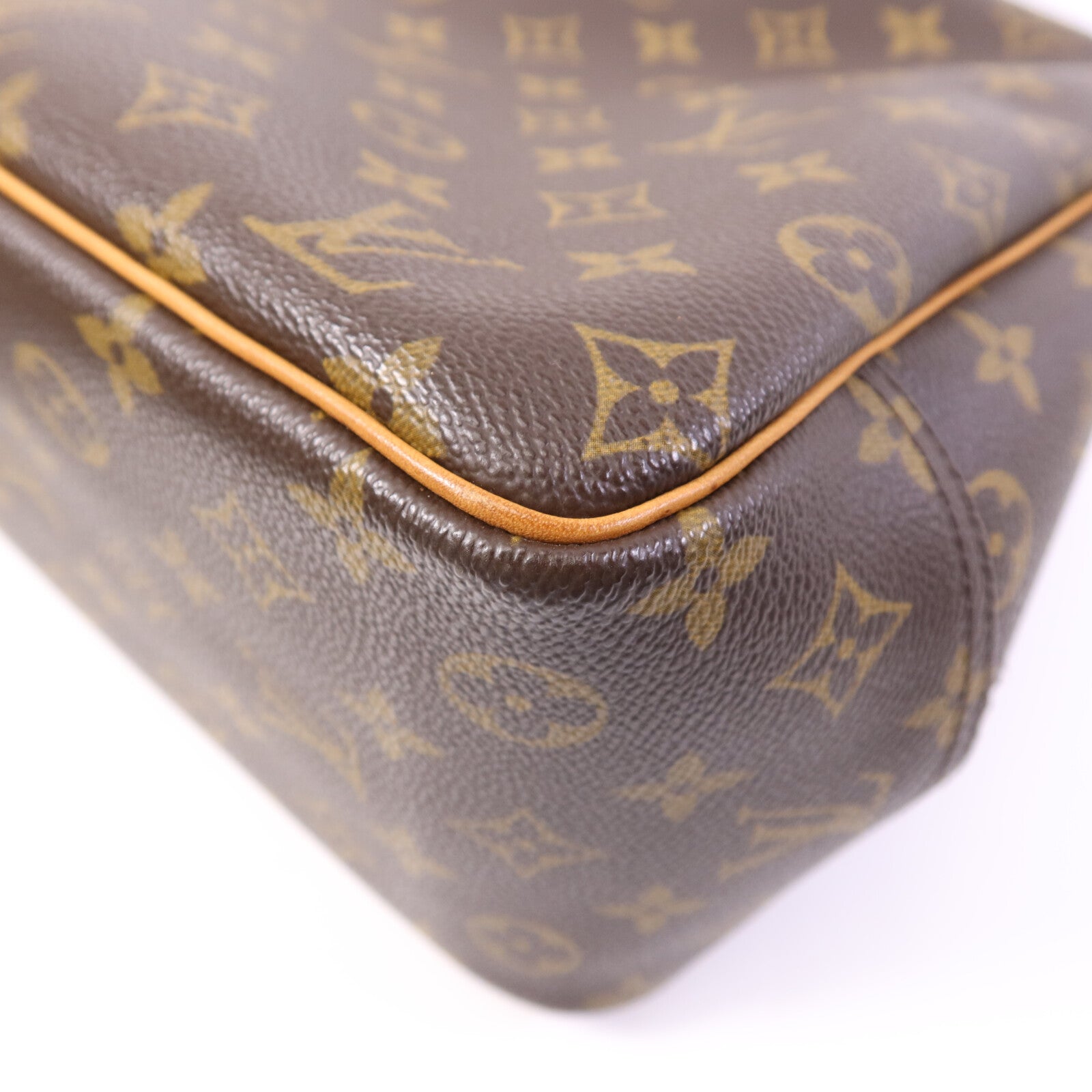 LOUIS VUITTON Monogram Deauville金扣手挽袋棕色