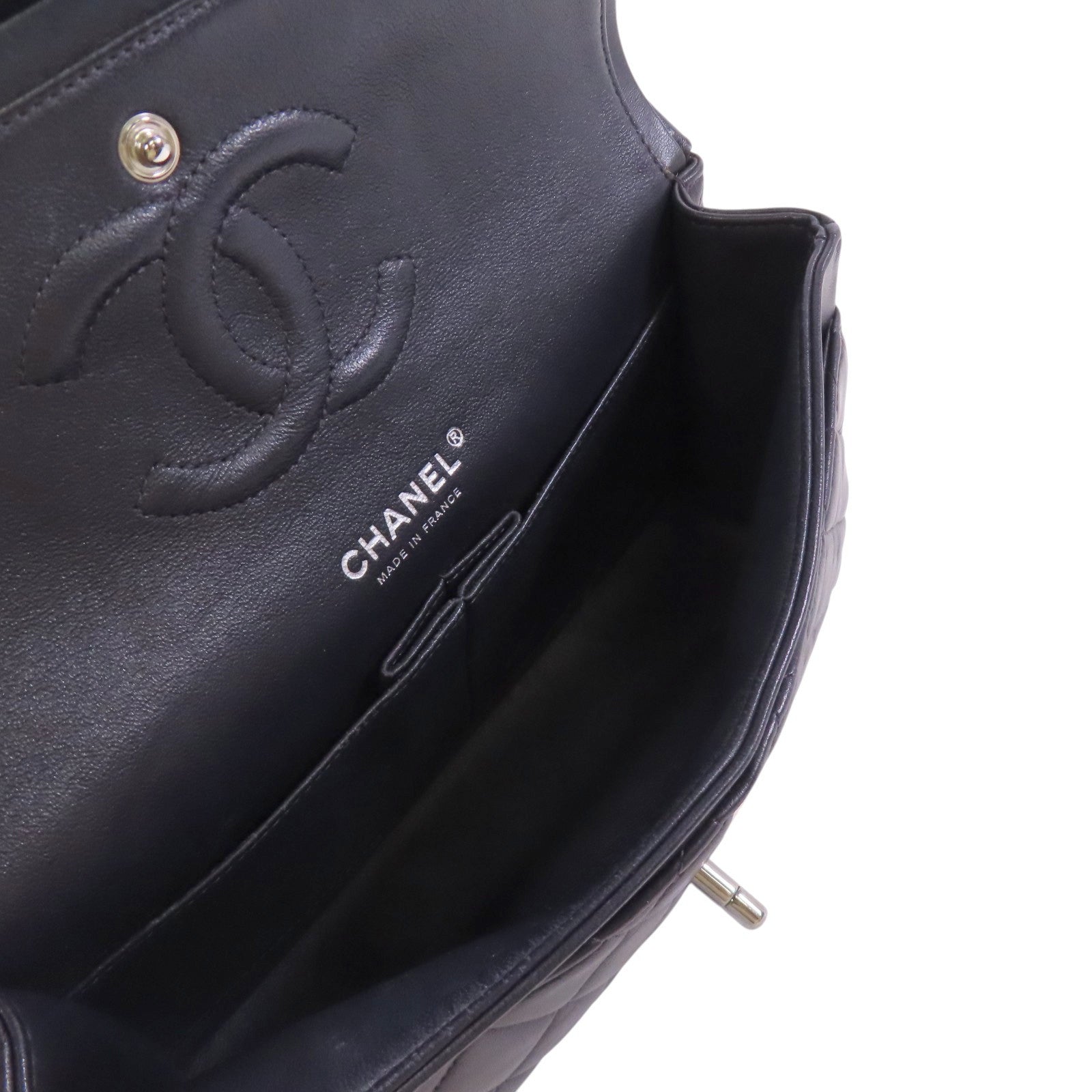 CHANEL 羊皮皮革Classic 25銀扣鏈帶肩背袋