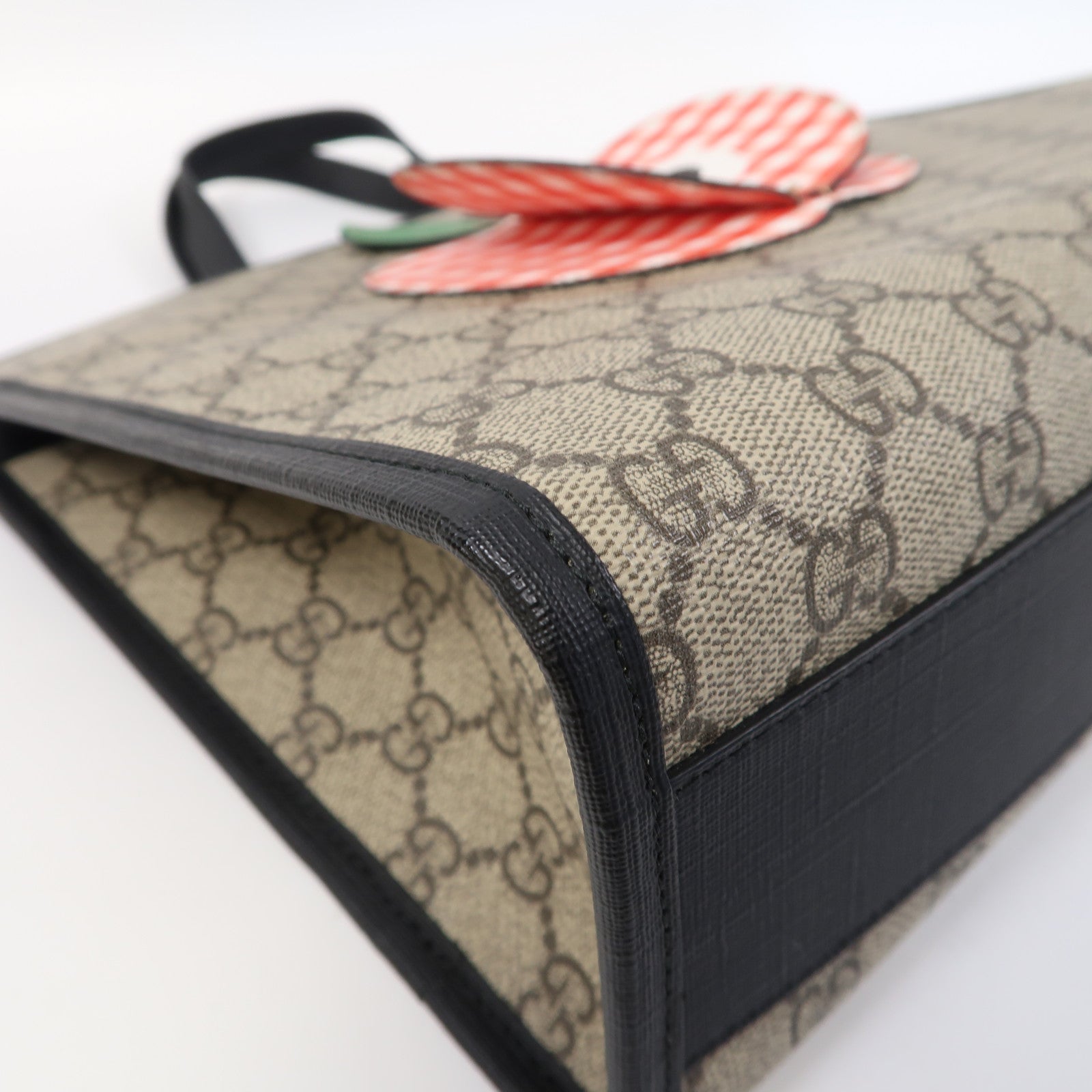 GUCCI 塗層帆布Apple Hand Bag銀扣手挽袋灰色