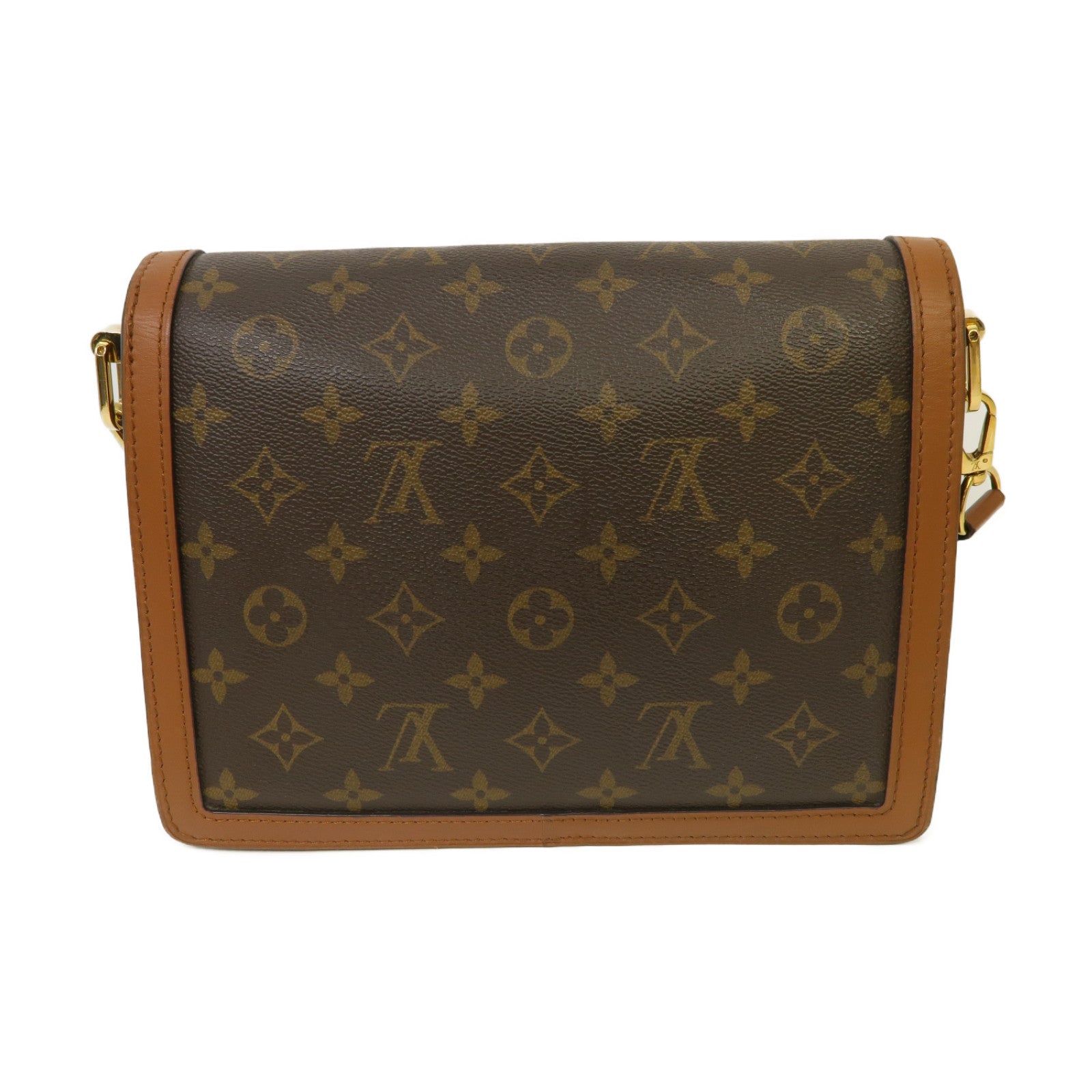 LOUIS VUITTON Monogram Reverse Dauphine金扣肩背袋棕色