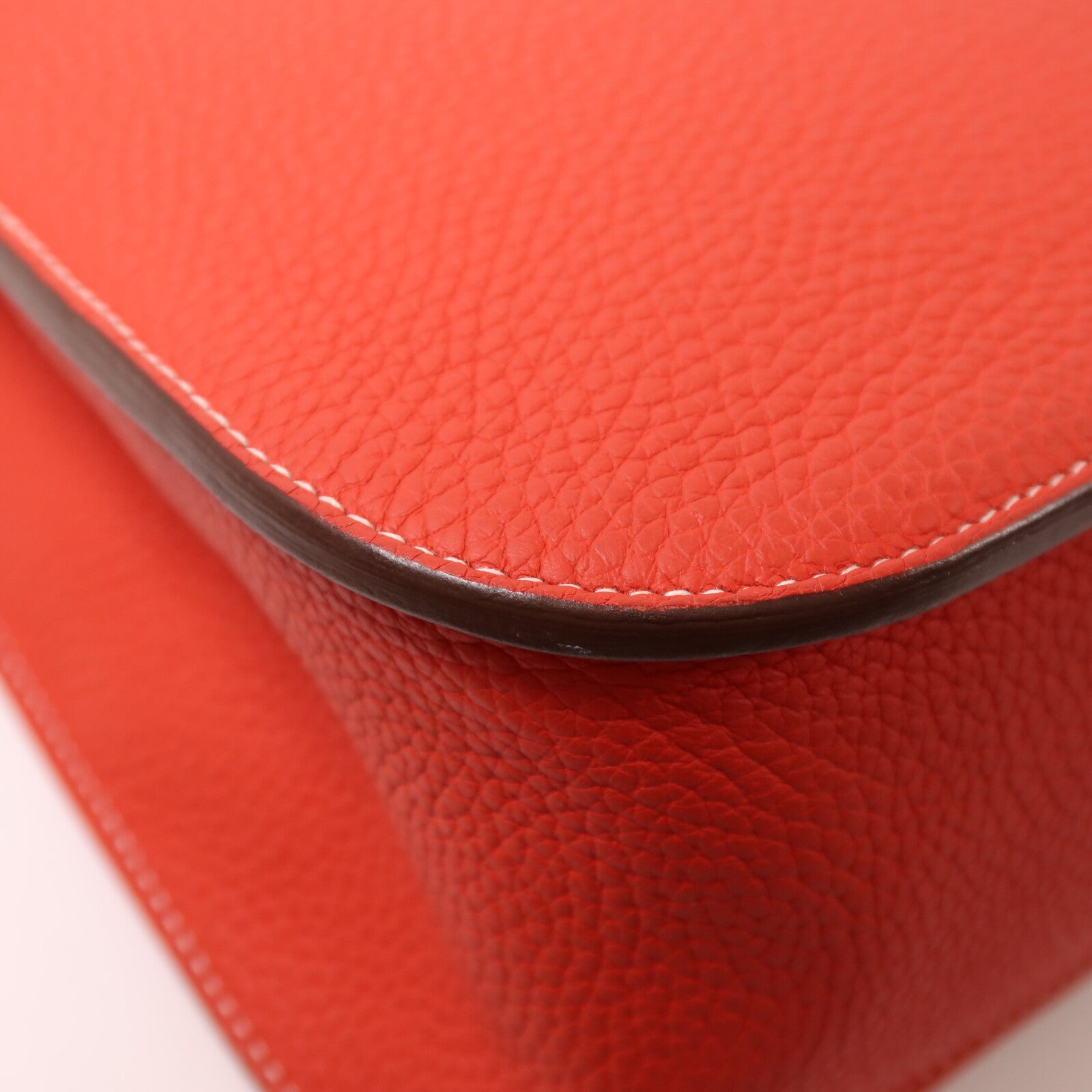 HERMES Clemence皮革Halzan 31手挽肩背兩用袋Rouge Tomato