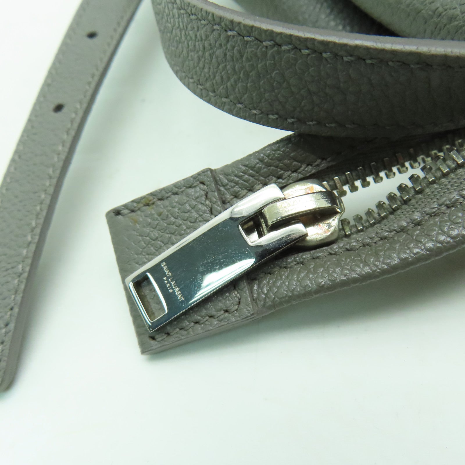 SAINT LAURENT 牛皮皮革2 Way Shoulder銀扣手挽肩背兩用袋灰色
