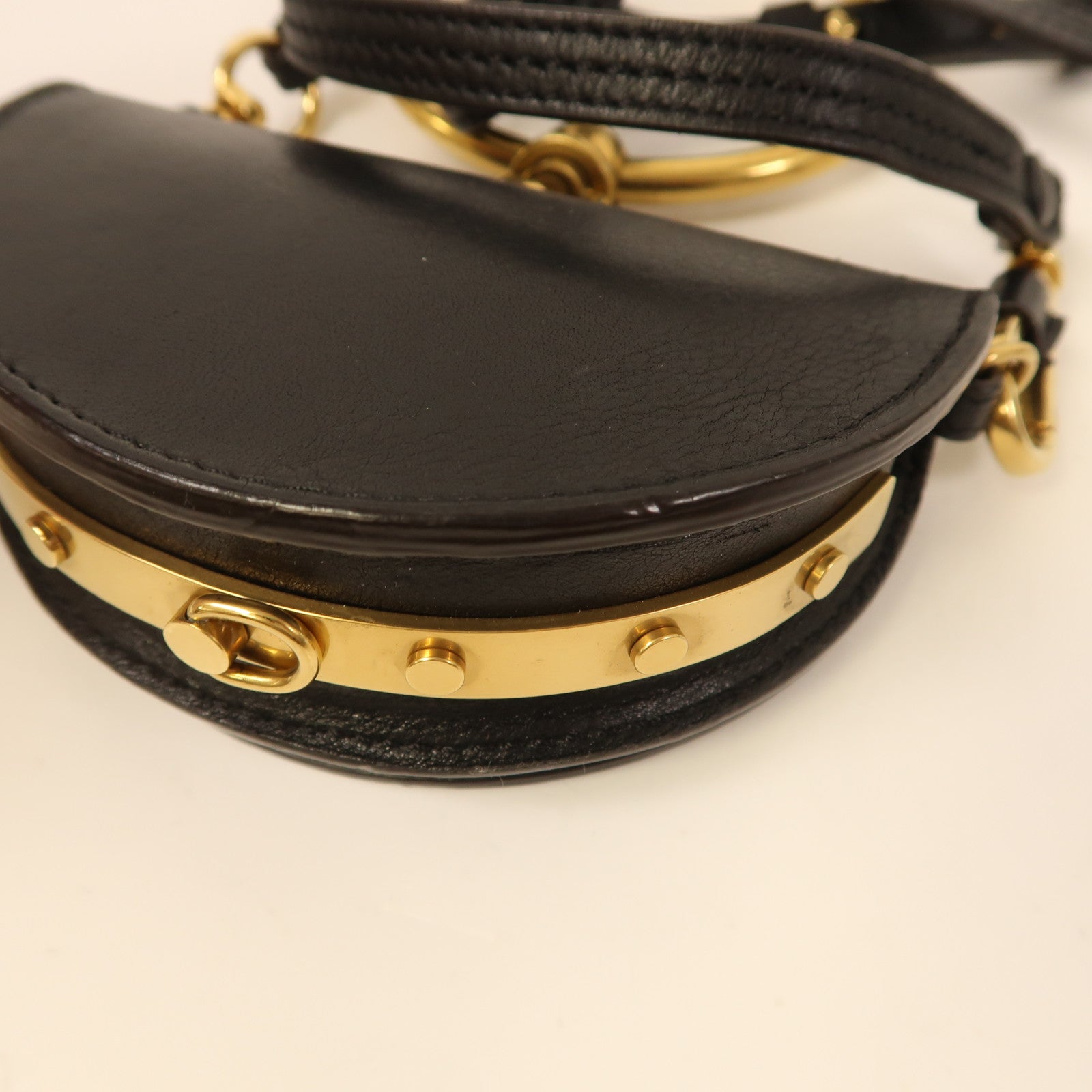 Chloe 牛皮皮革Small Nile Bracelet Bag金扣手挽肩背兩用袋黑色