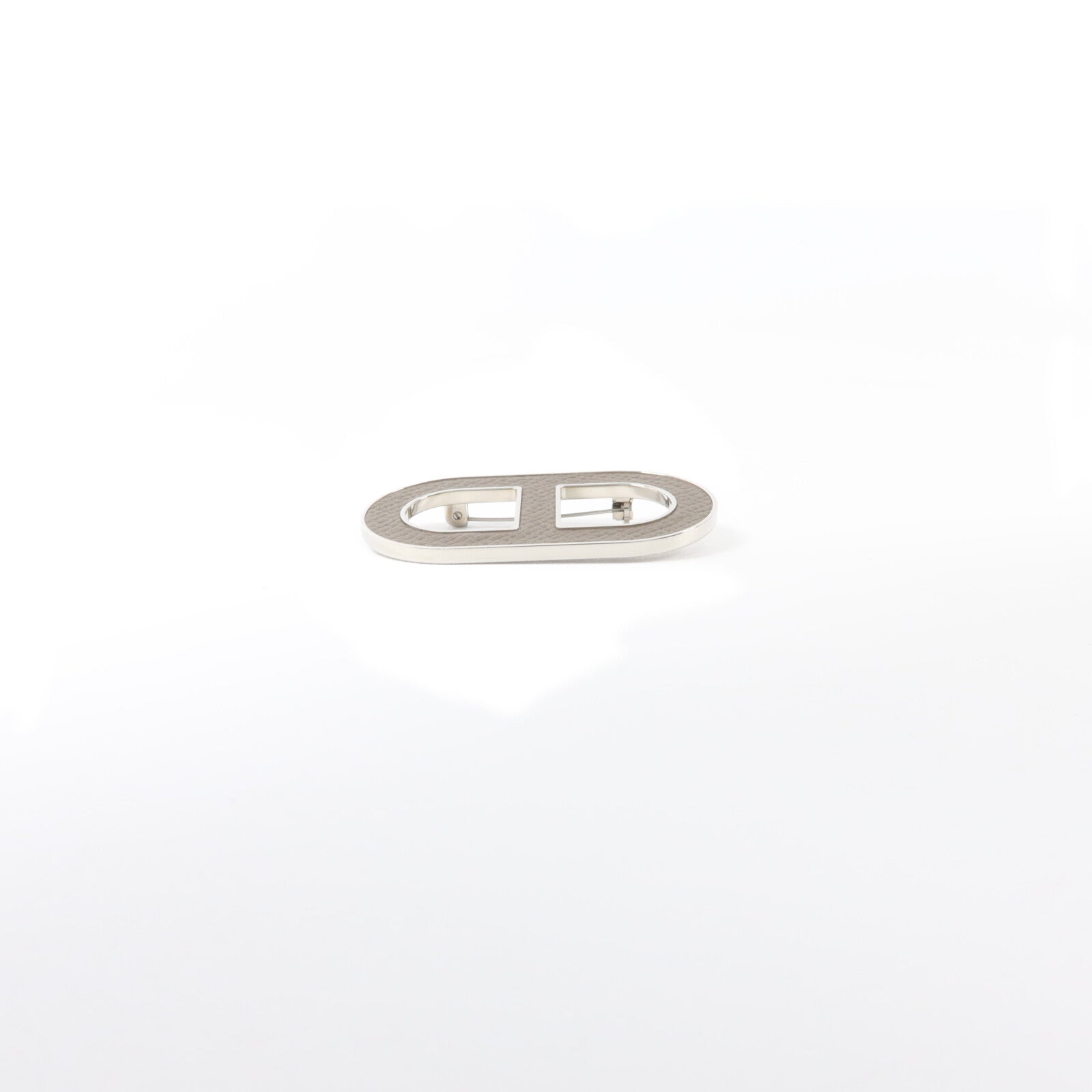 HERMES Epsom皮革/金屬Chaine d'Ancre Brooch胸針