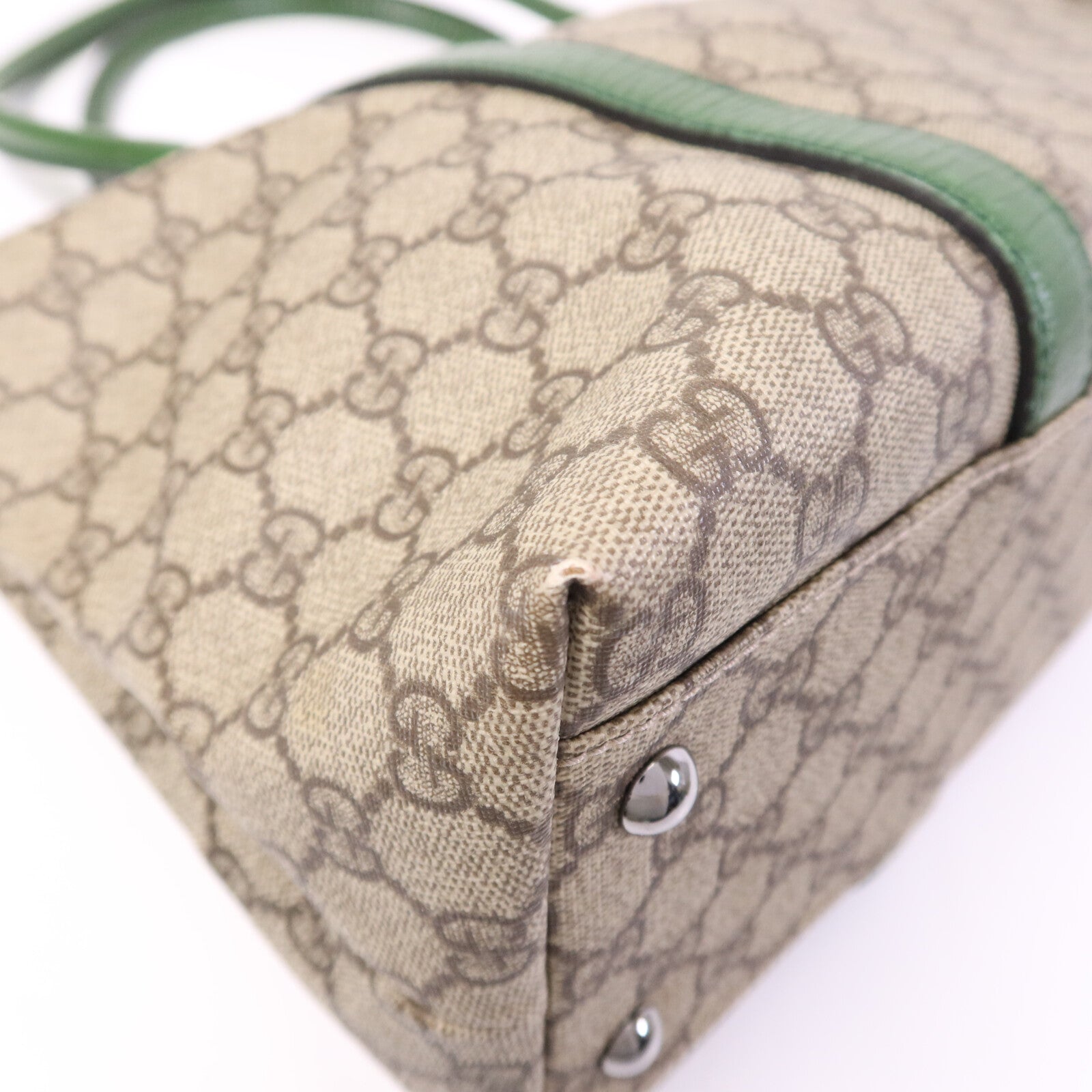 GUCCI GG帆布Tote Bag銀扣手挽袋