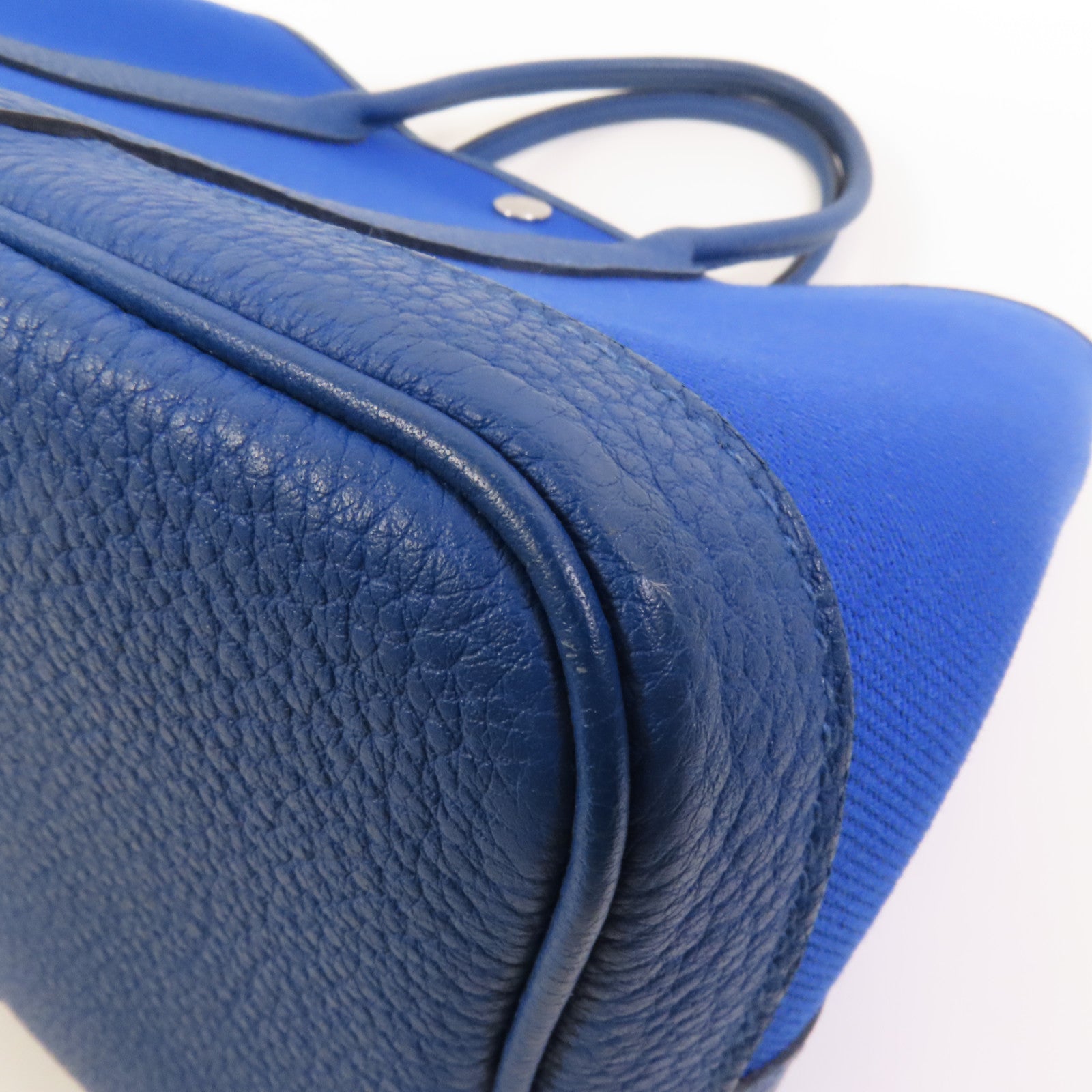 HERMES 帆布Garden Party TPM銀扣手挽袋Blue France