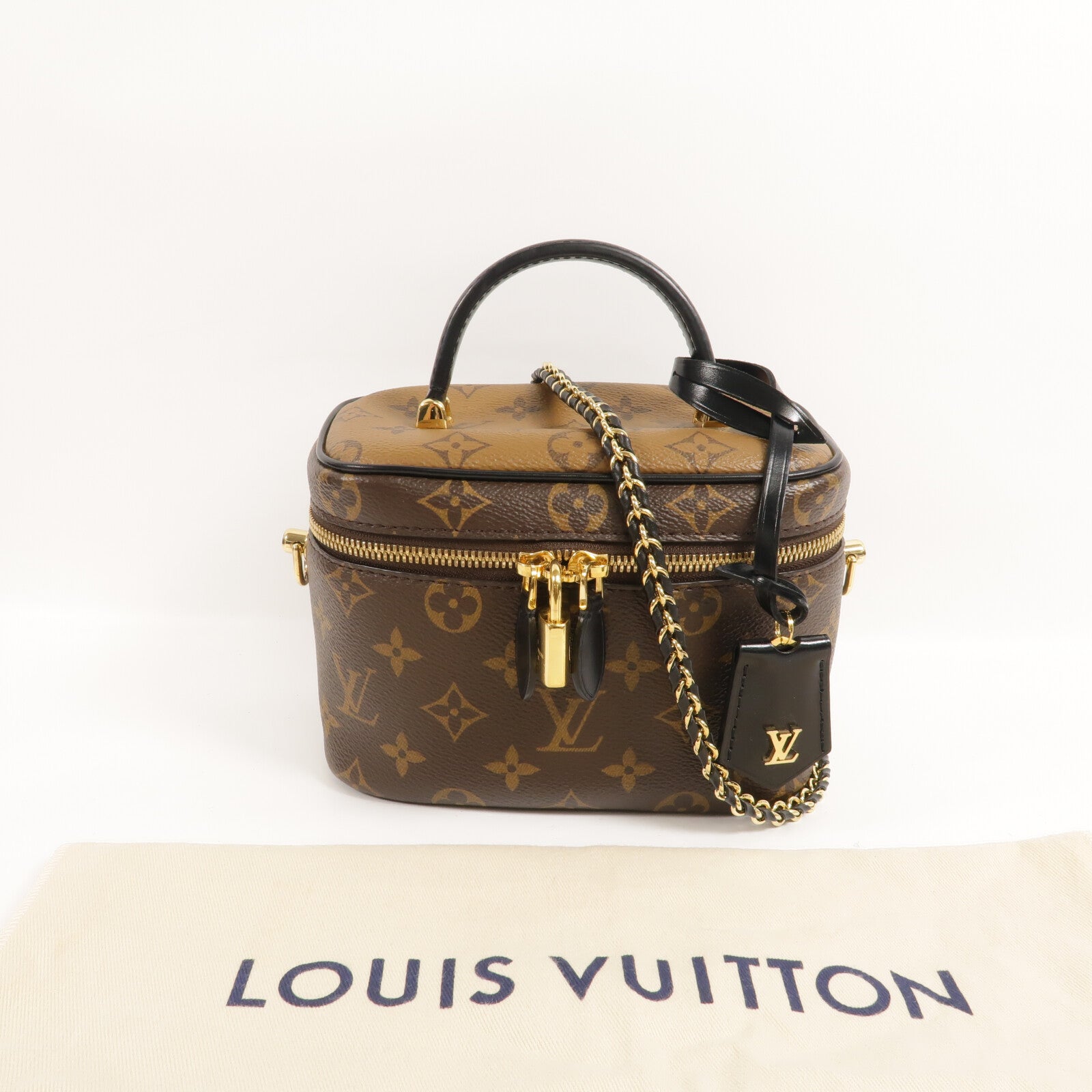 LOUIS VUITTON Monogram Reverse Vanity PM鏈帶手挽肩背兩用袋
