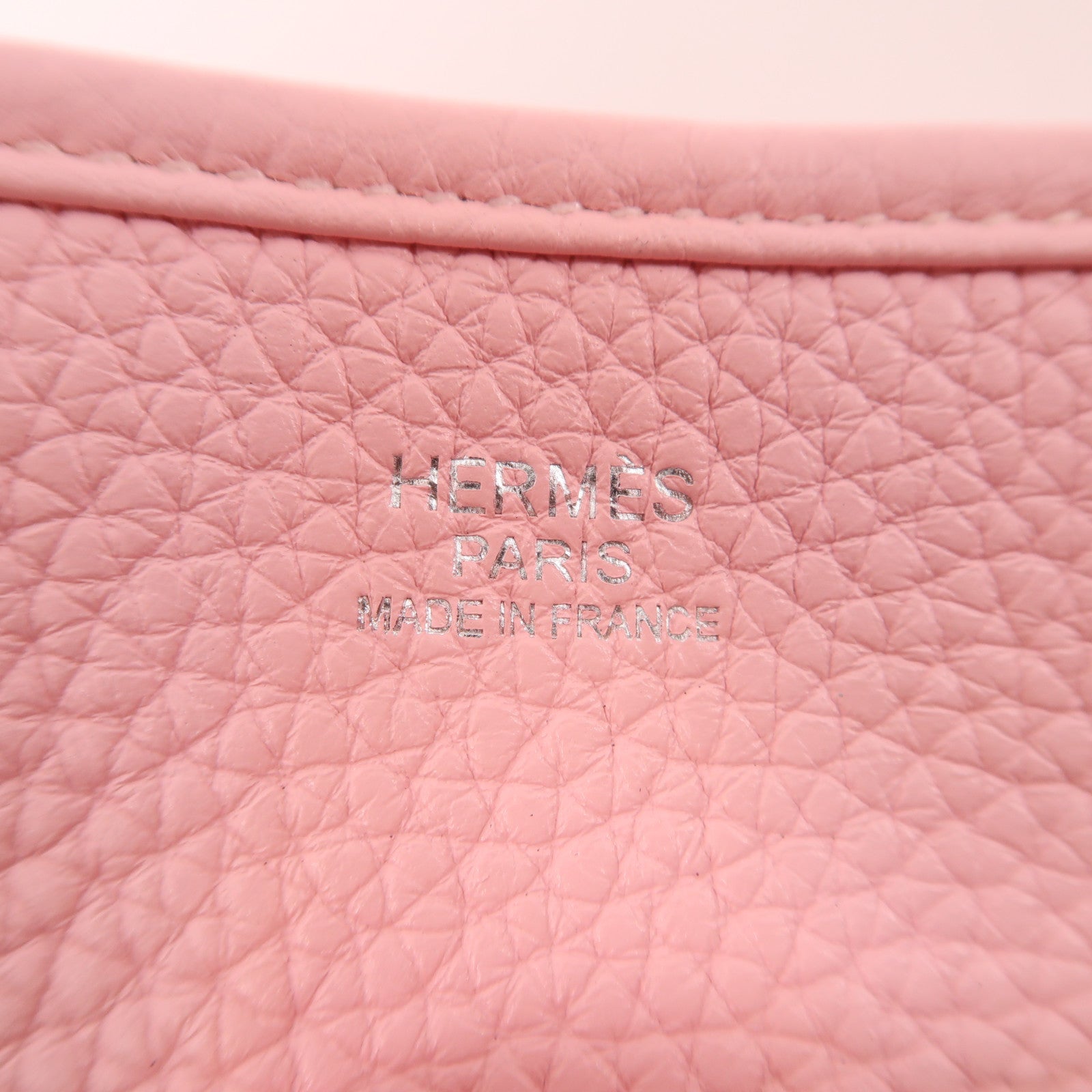 HERMES Clemence皮革Evelyne GM銀扣肩背袋Rose Sakura粉紅色