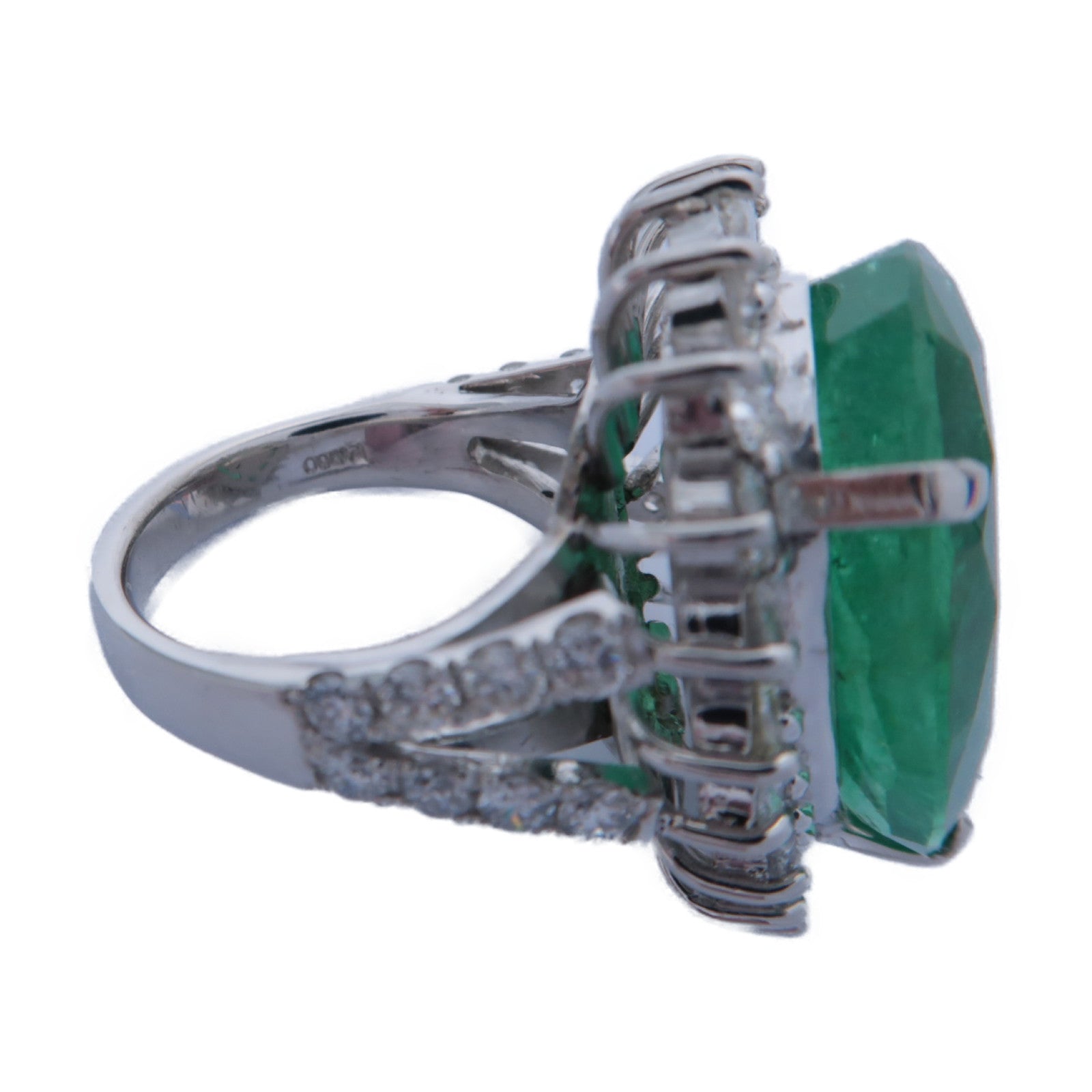JEWELRY 【激減優惠】PT900鉑金Emerald Ring 23.613ct綠寶石/3.96ct鑽石戒指US#7.25