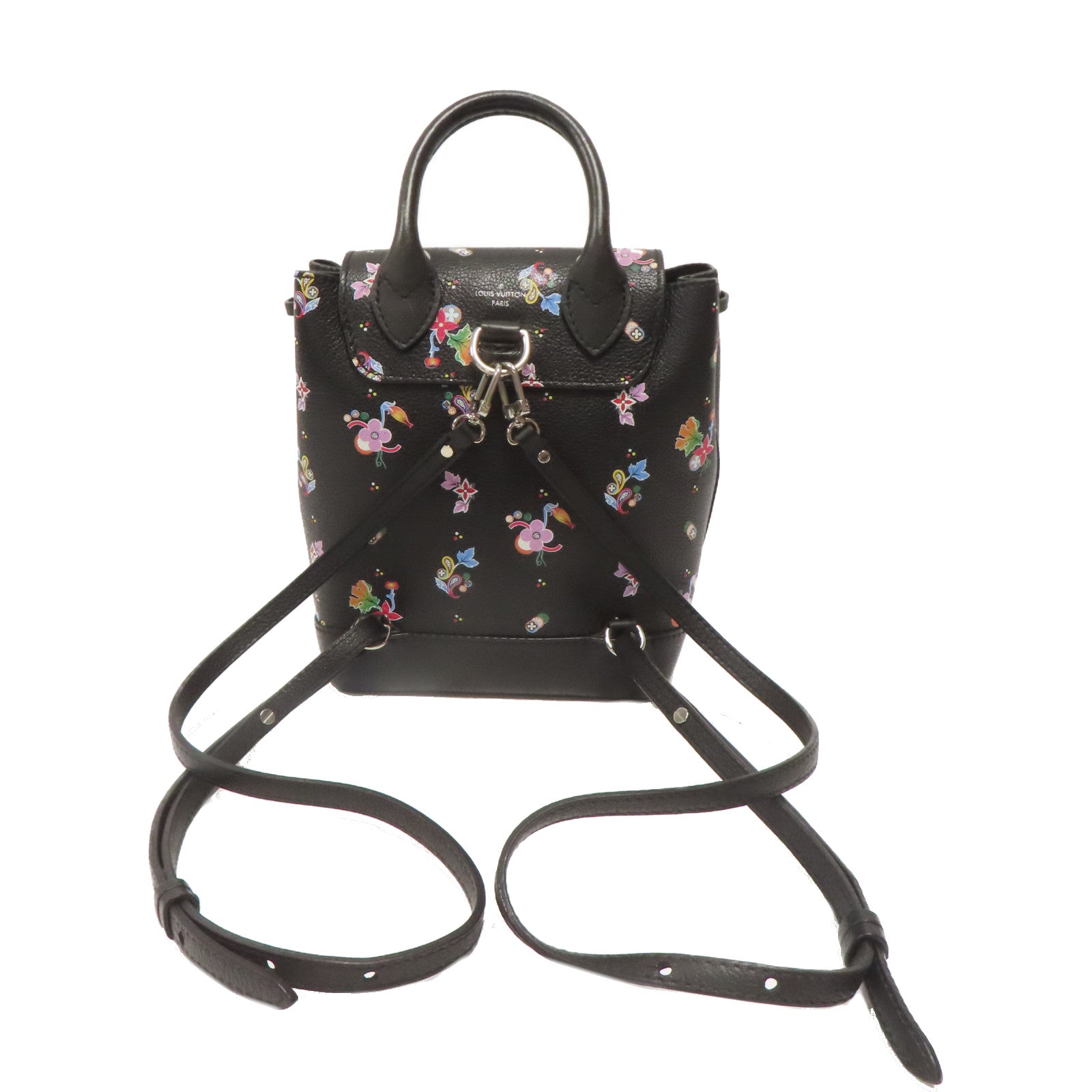 LOUIS VUITTON 【激減優惠】牛皮皮革Mini Lock Me Backpack銀扣背包黑色