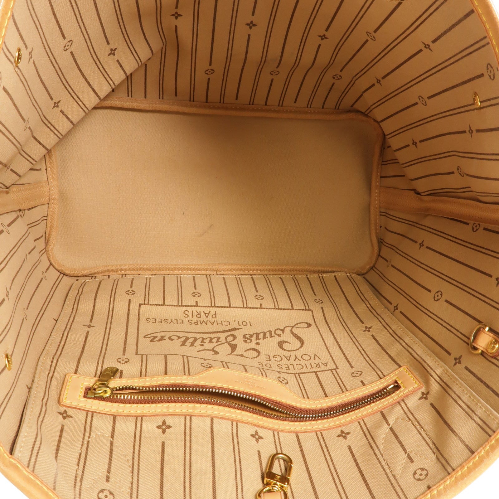 LOUIS VUITTON Monogram Neverfull MM金扣手挽袋