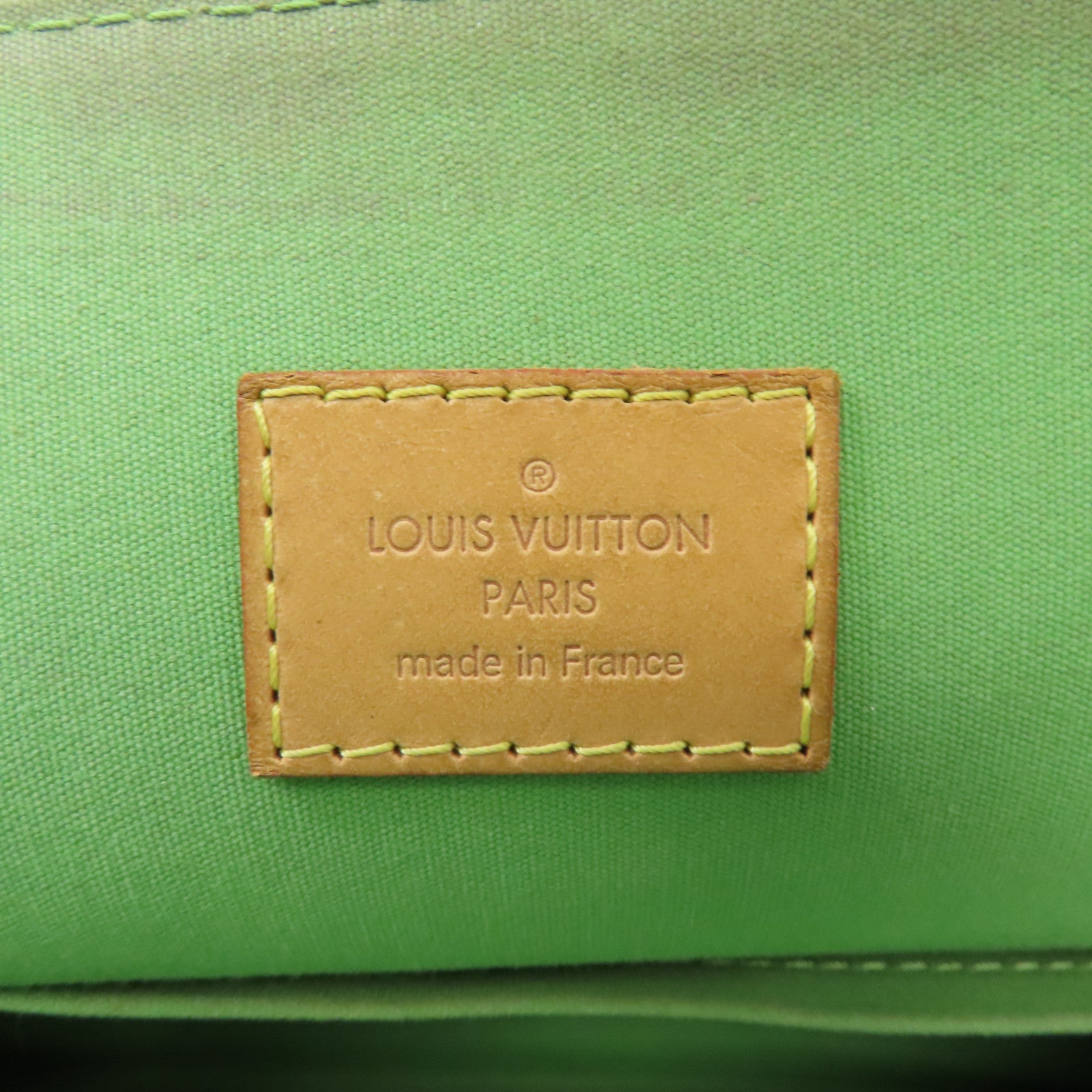 LOUIS VUITTON Vernis Alma GM金扣手挽袋綠色