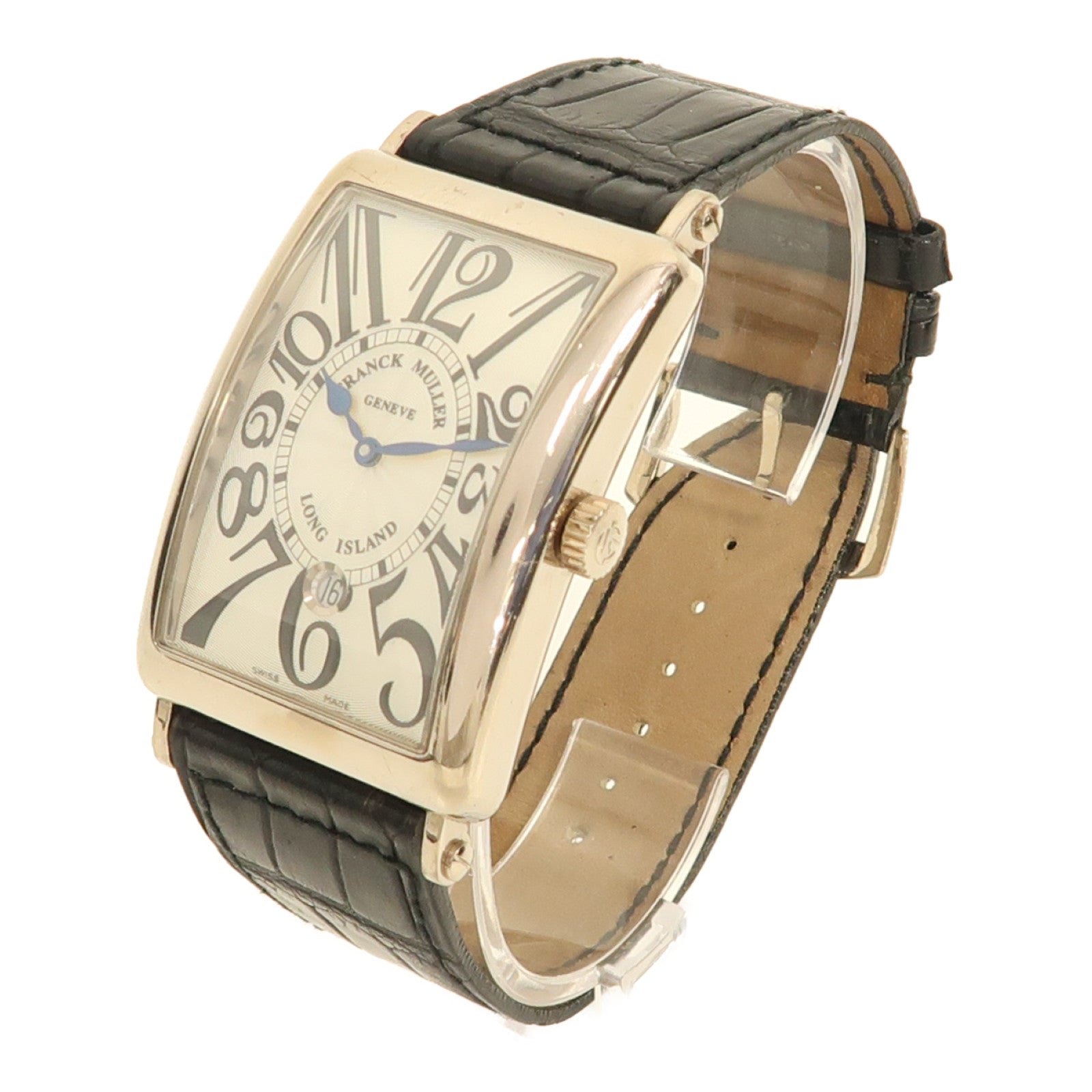 FRANCK MULLER Long Island皮革/18K白金手錶自動機芯銀色