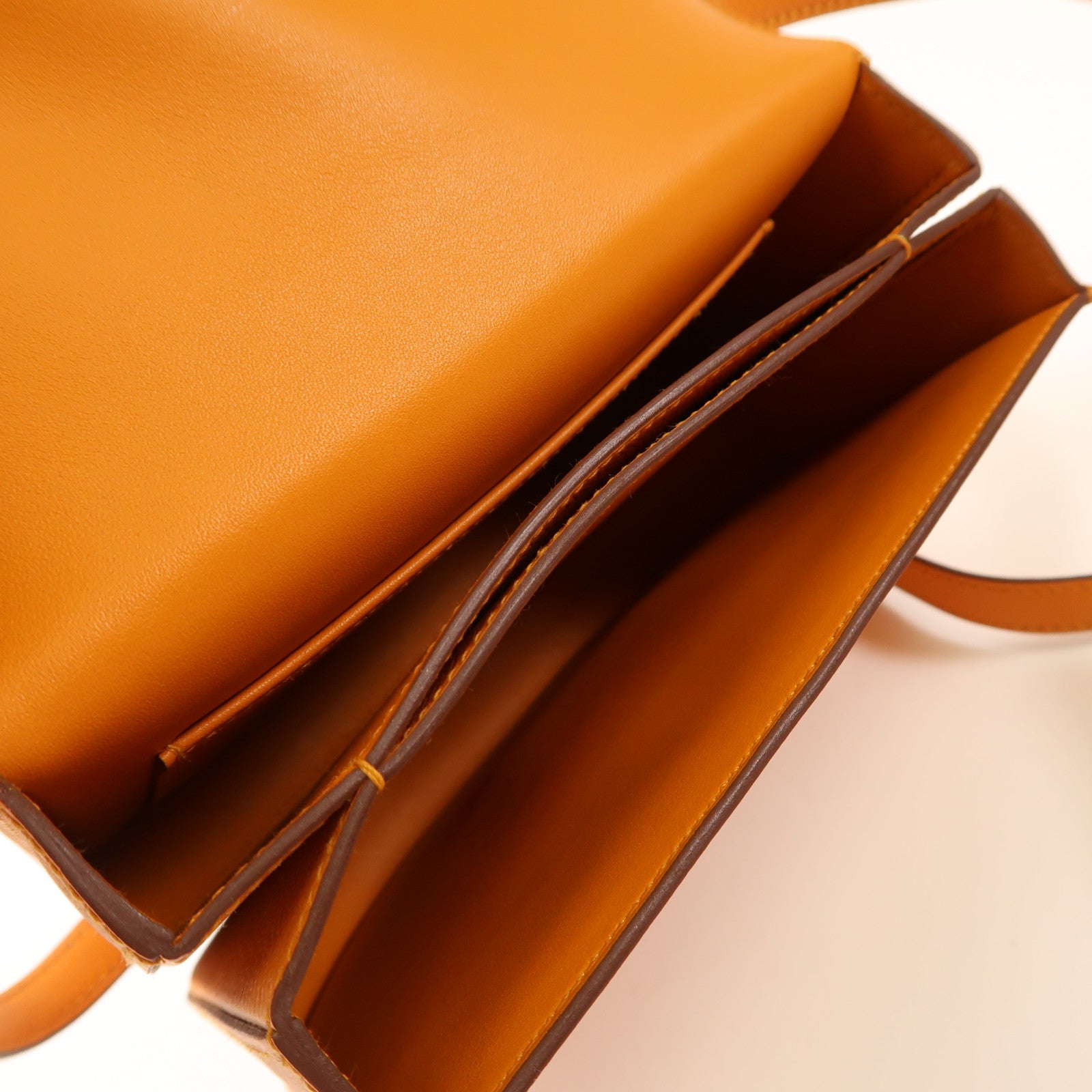 HERMES Epsom皮革Mini Mosaique銀扣肩背袋Abricot