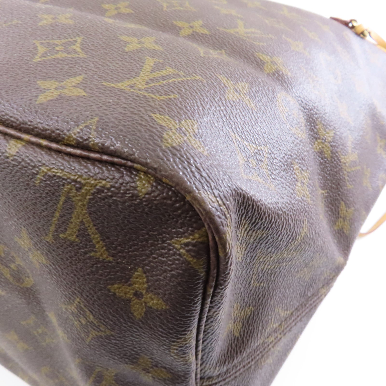 LOUIS VUITTON Monogram Neverfull GM金扣手挽袋啡色