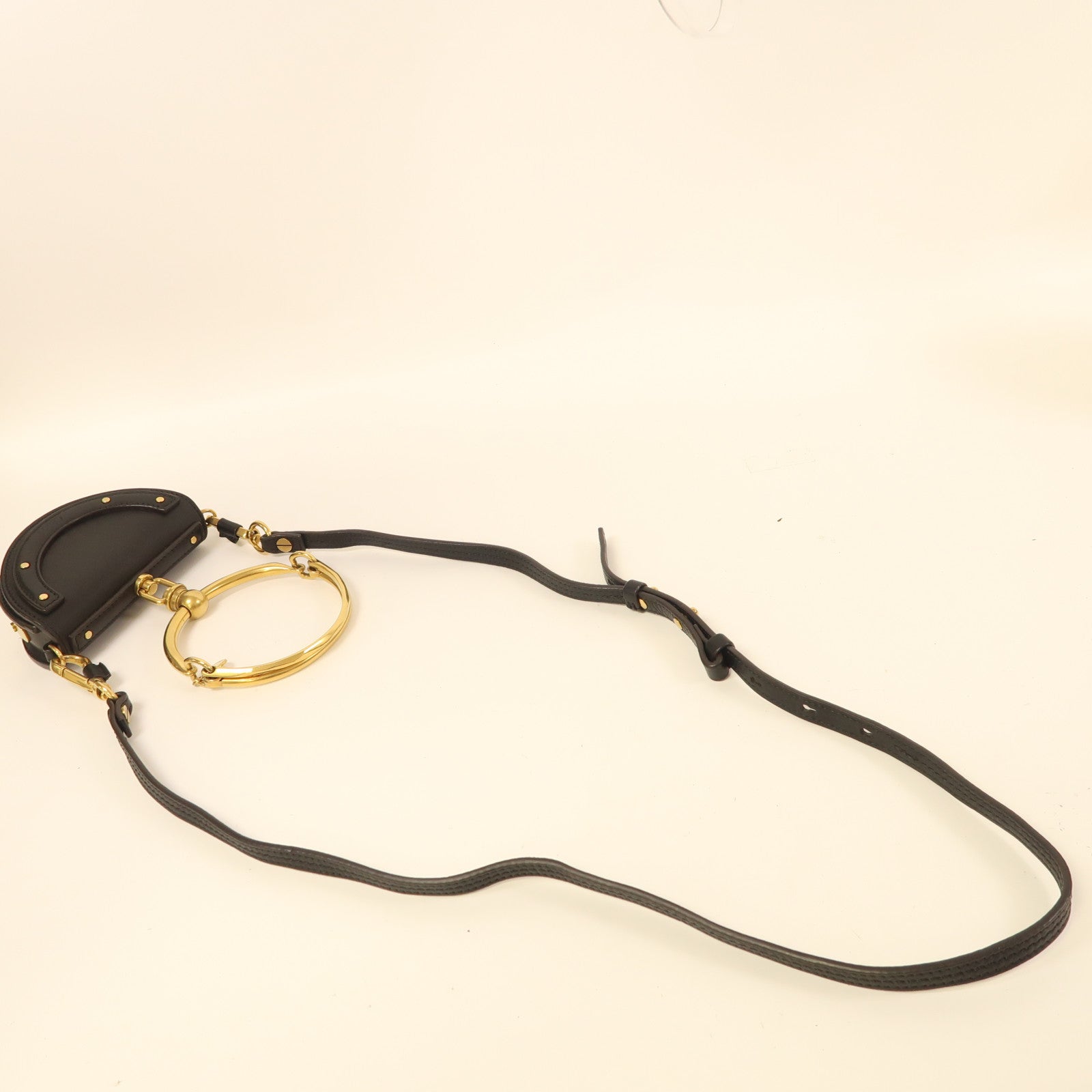 Chloe 牛皮皮革Small Nile Bracelet Bag金扣手挽肩背兩用袋黑色