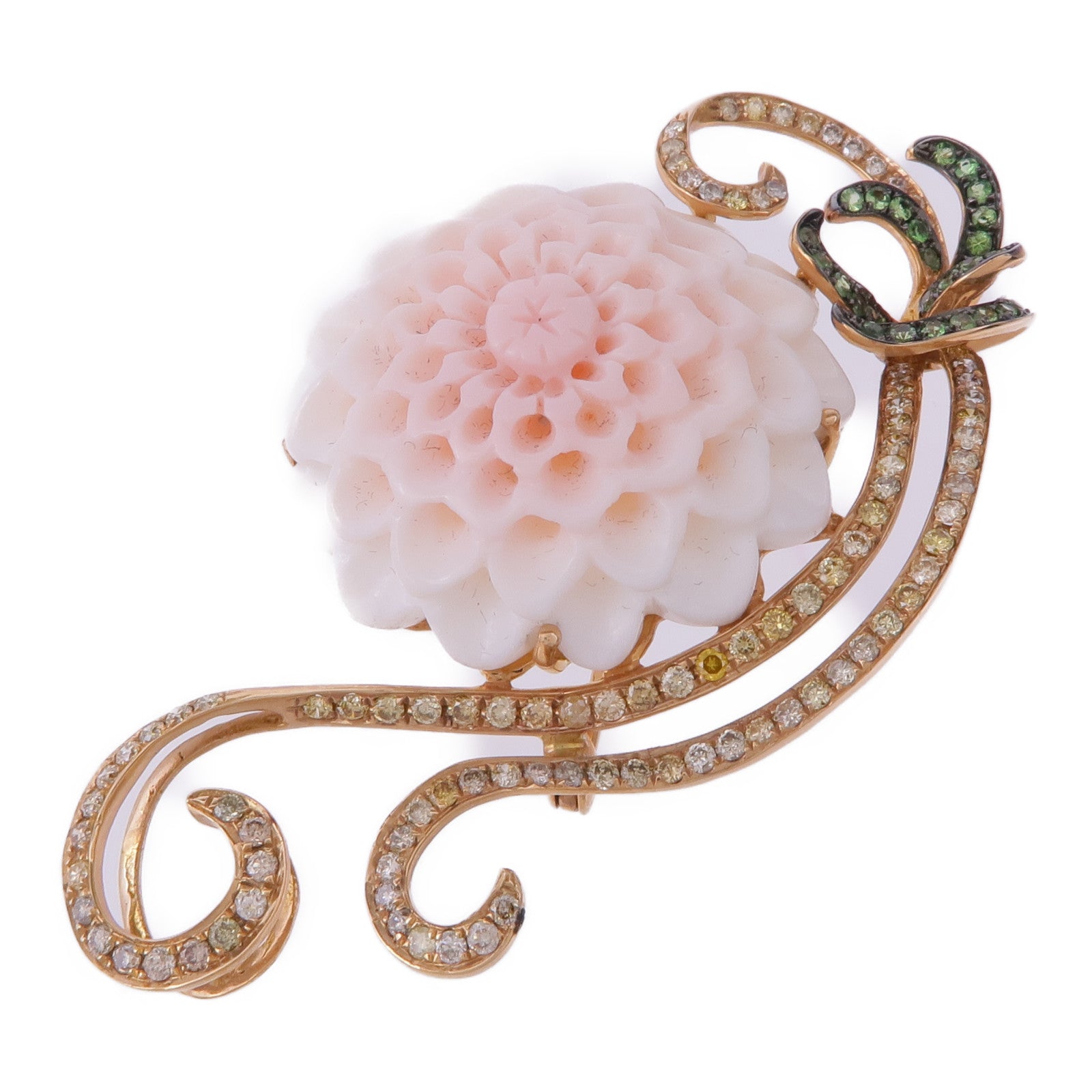 JEWELRY 18K玫瑰金Brooch珊瑚石/藍寶石/鑽石胸針