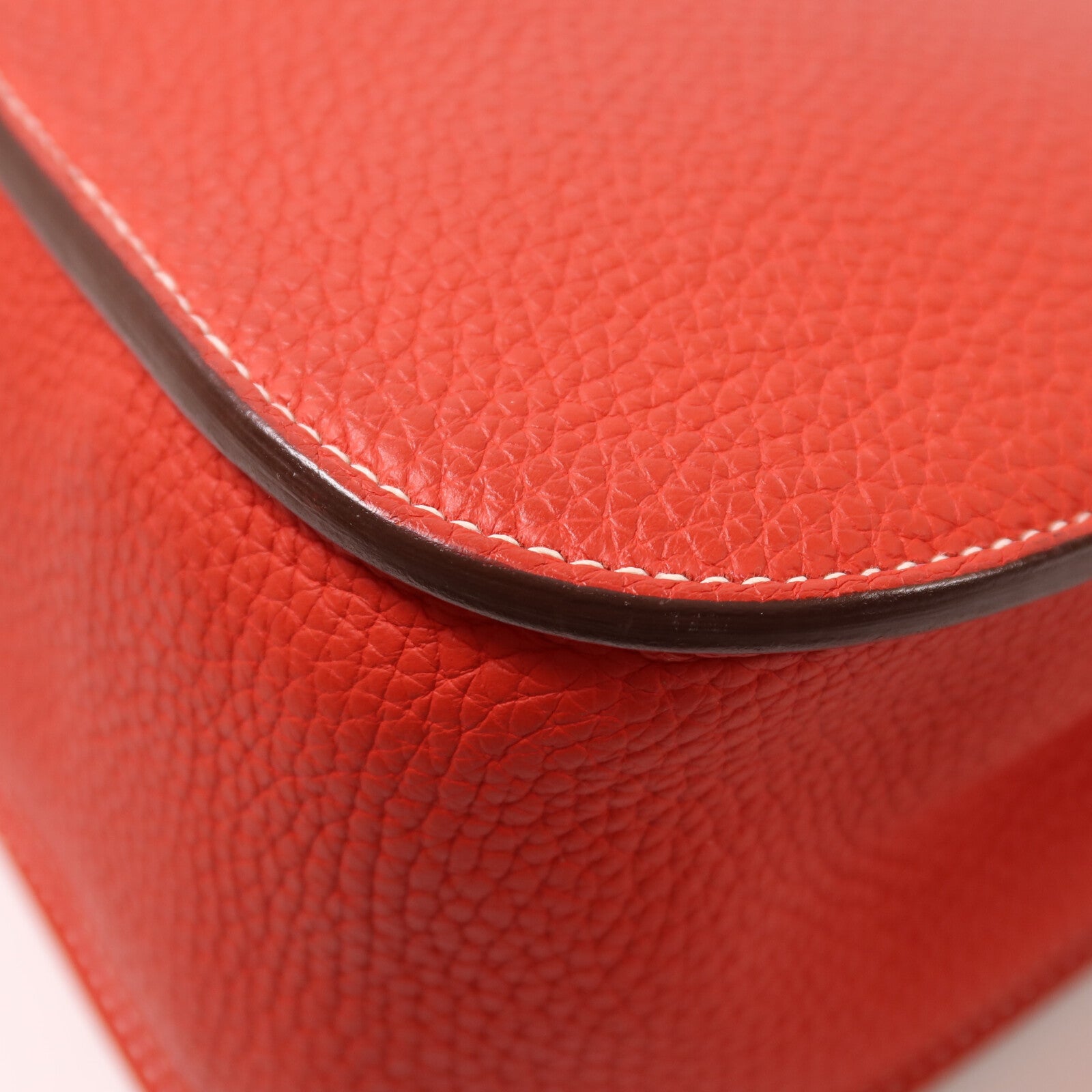 HERMES Clemence皮革Halzan 31手挽肩背兩用袋Rouge Tomato