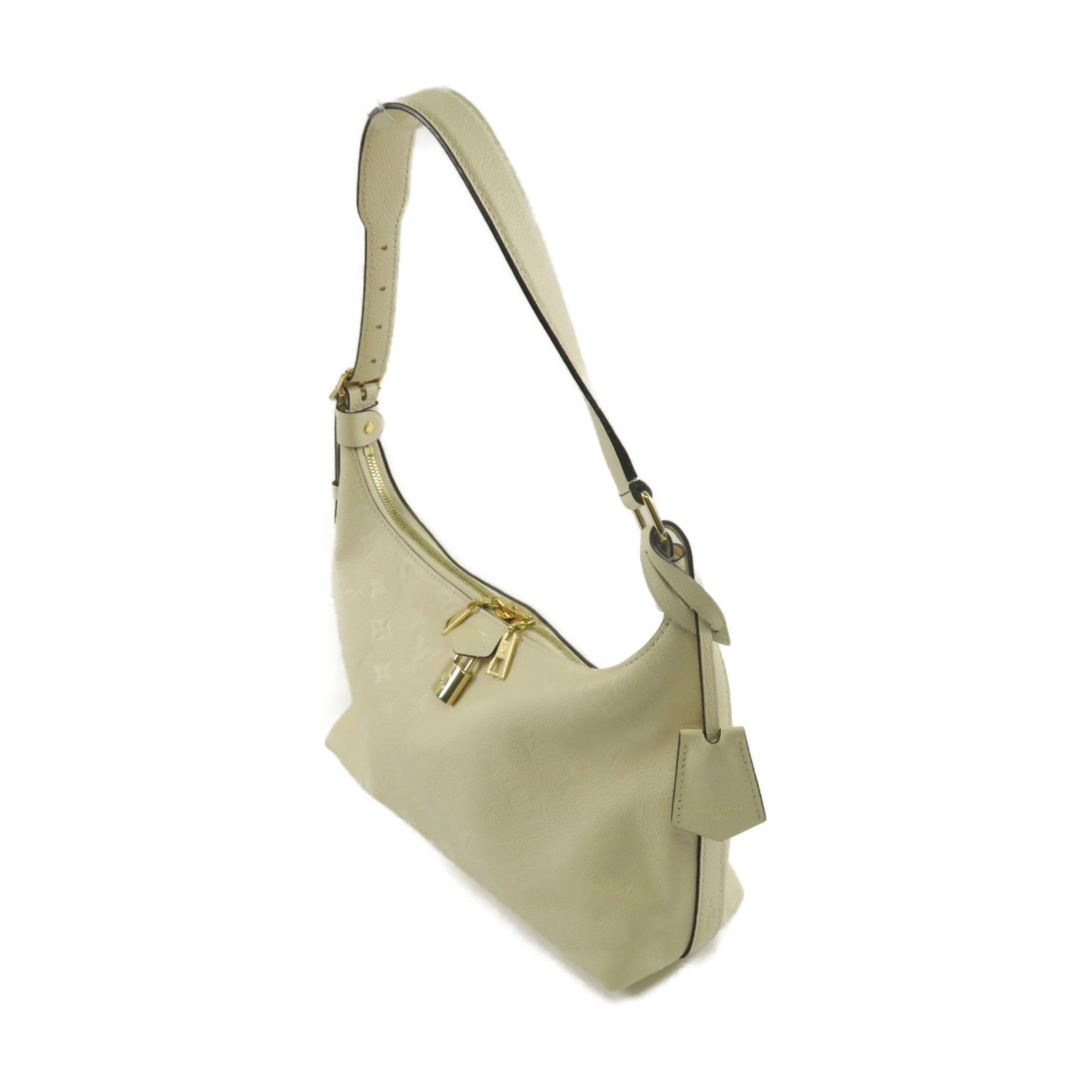 LOUIS VUITTON Monogram Empreinte Sac Sport Handbag金扣肩背袋米色
