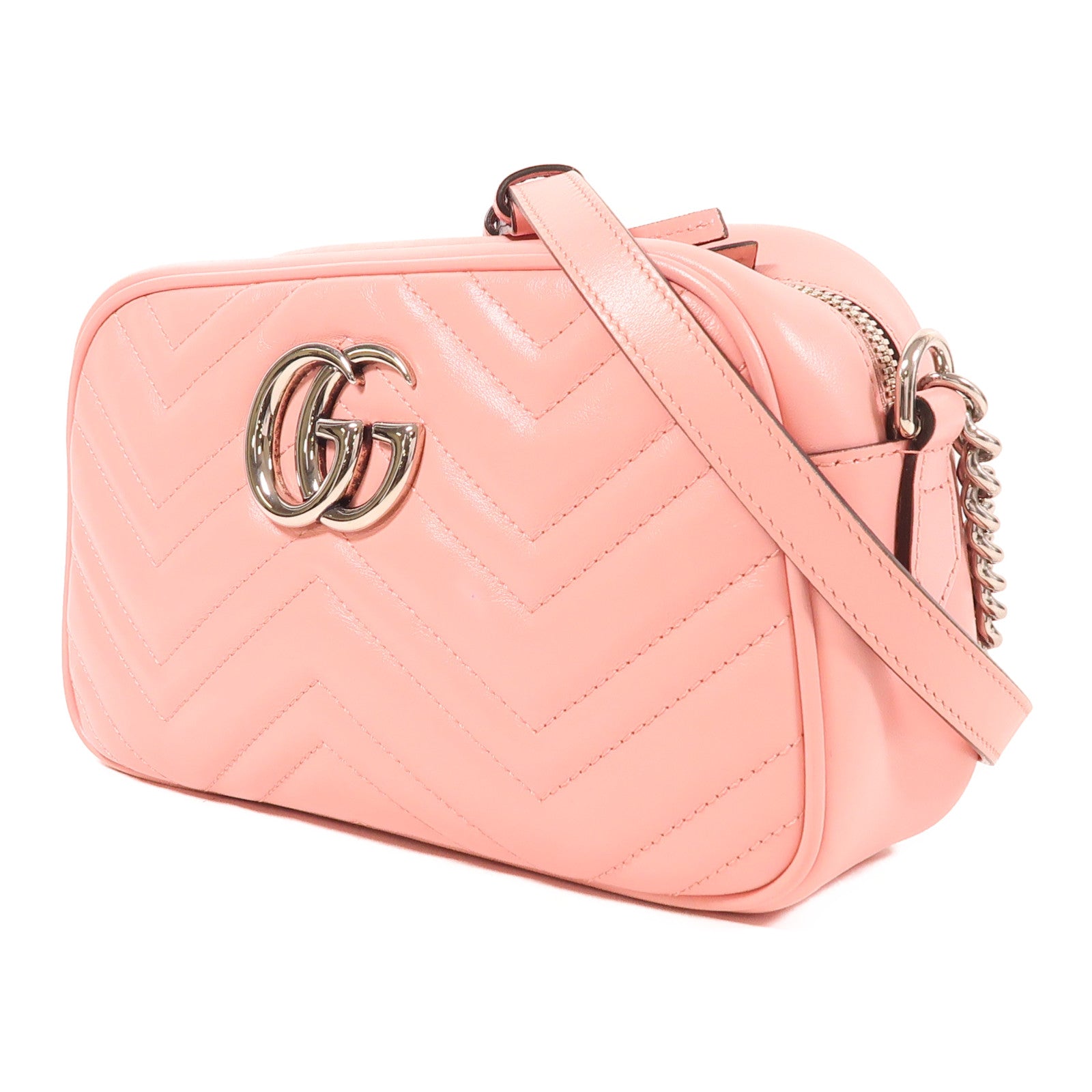 GUCCI 牛皮皮革GG Marmont銀扣肩背袋