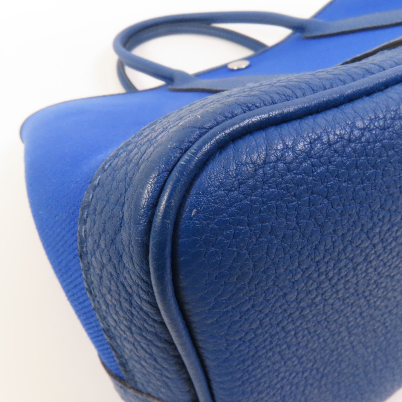 HERMES 帆布Garden Party TPM銀扣手挽袋Blue France