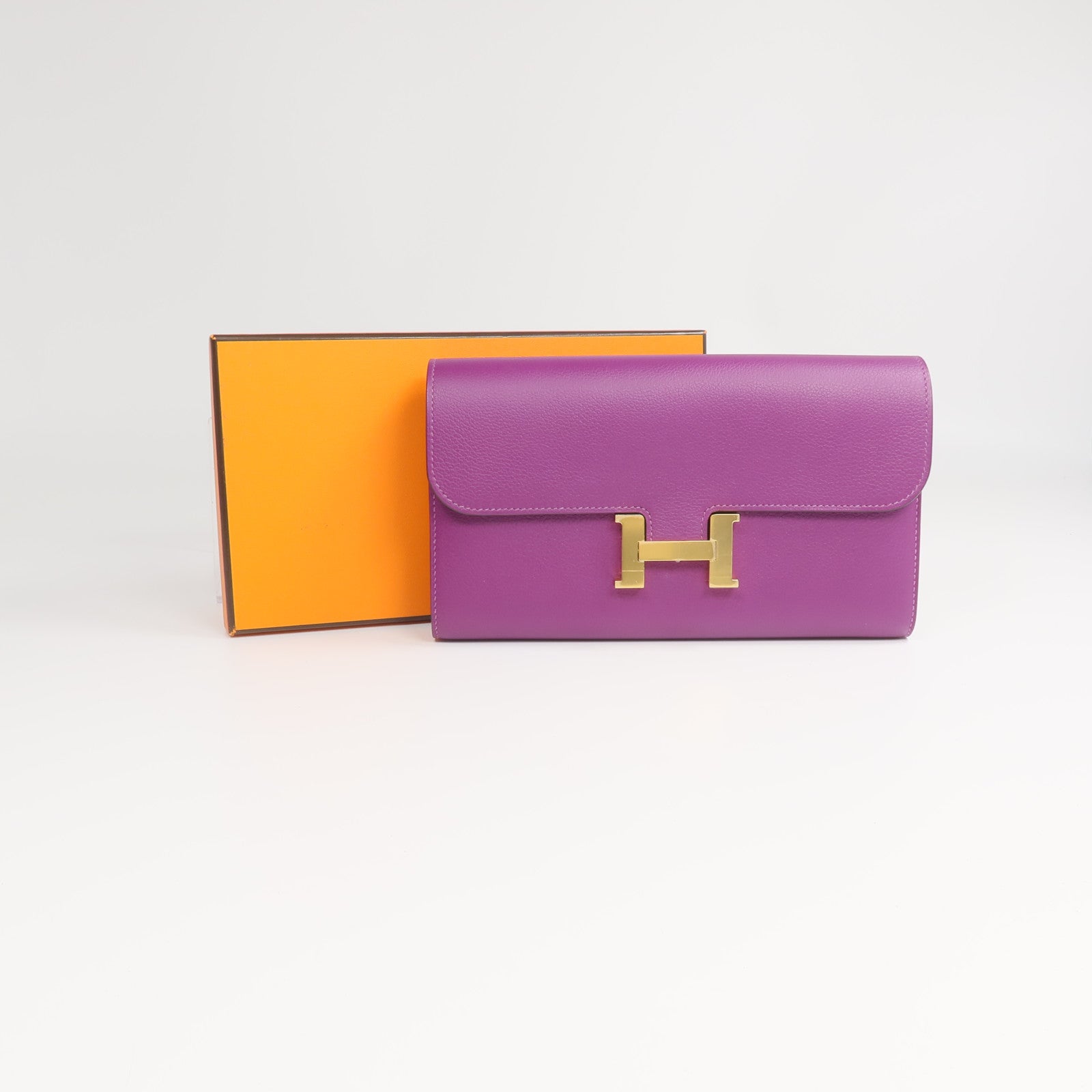 HERMES Evercolor皮革Constance Long Wallet長錢包