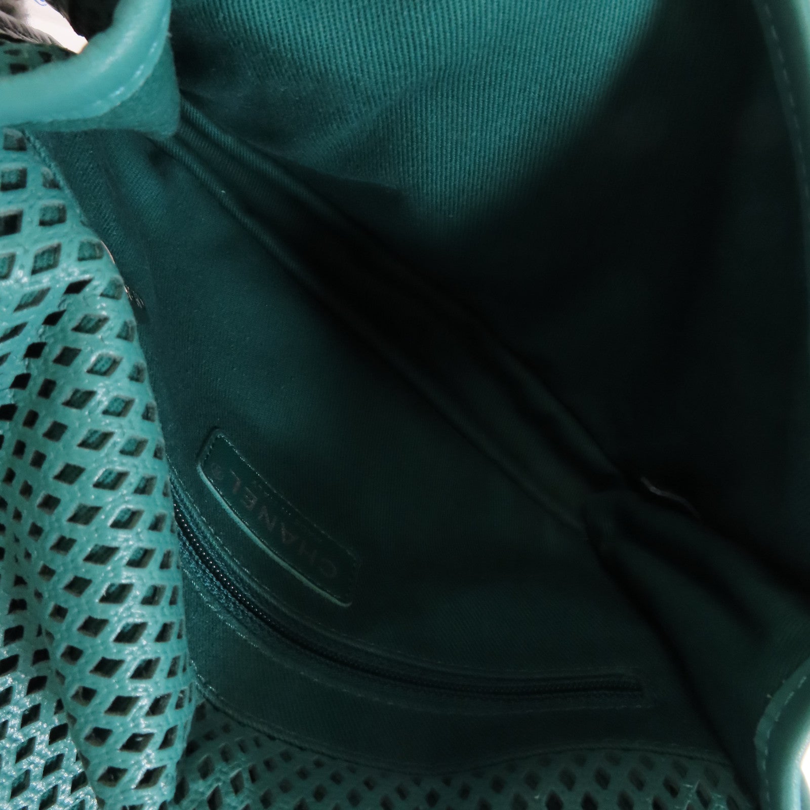 CHANEL 牛皮皮革Chain Shoulder銀扣鏈帶肩背袋綠色