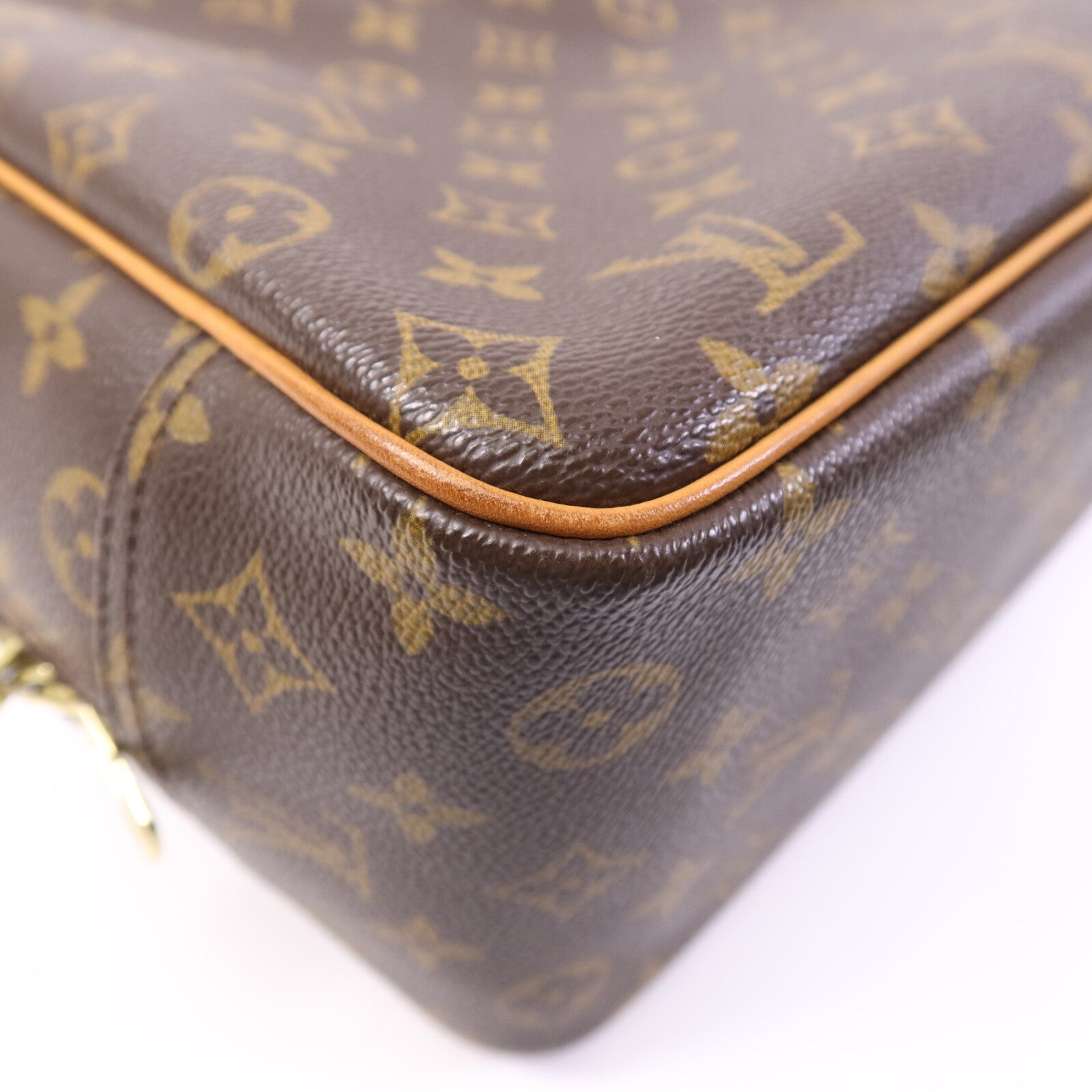 LOUIS VUITTON Monogram Deauville金扣手挽袋棕色