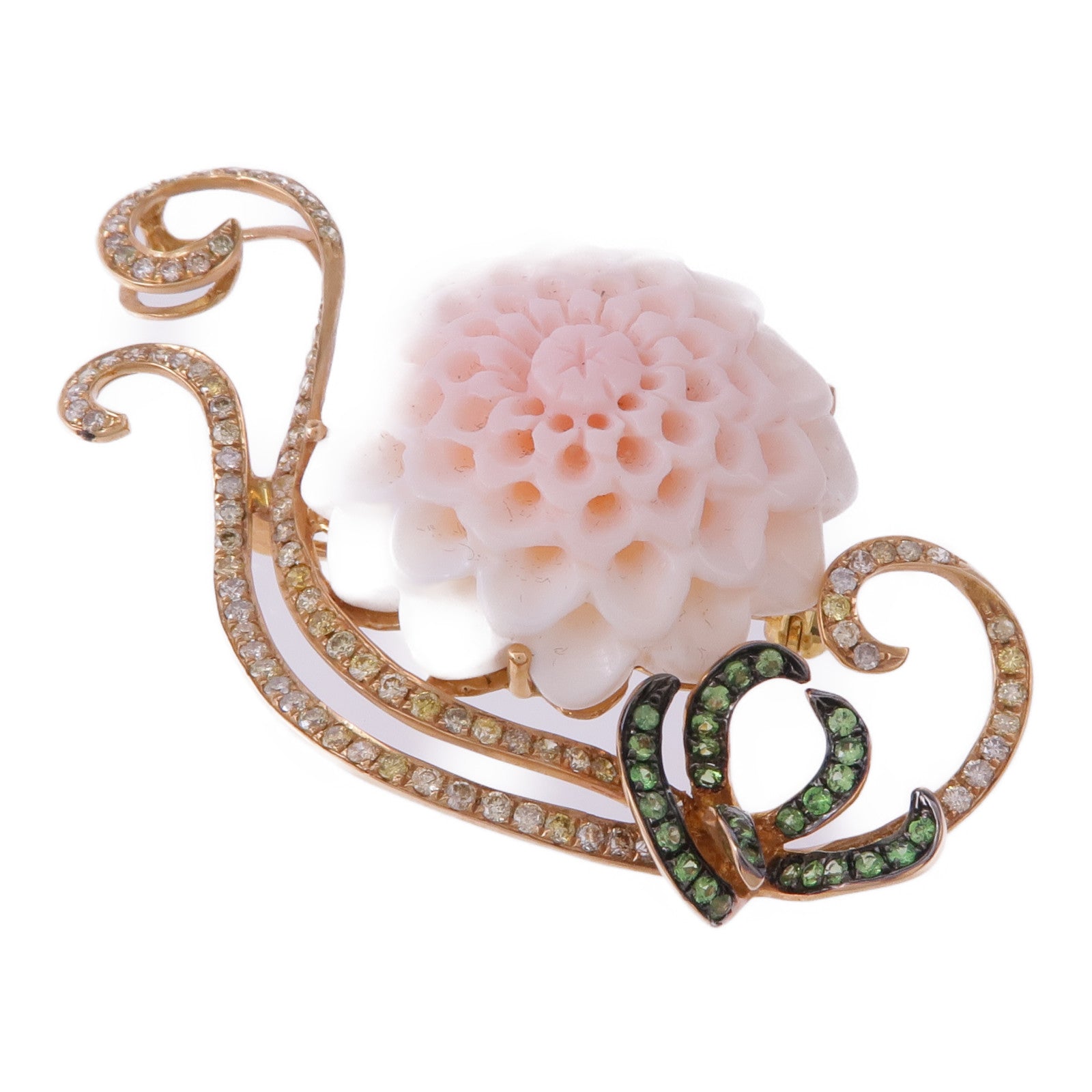 JEWELRY 18K玫瑰金Brooch珊瑚石/藍寶石/鑽石胸針