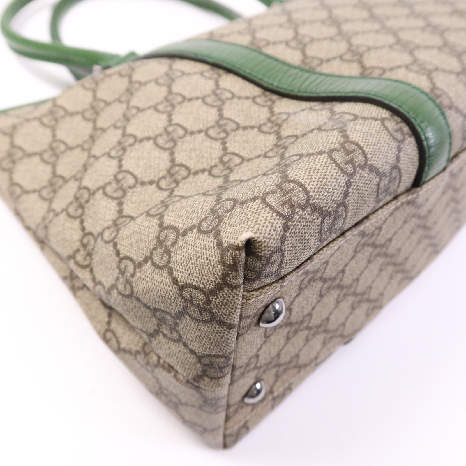 GUCCI GG帆布Tote Bag銀扣手挽袋