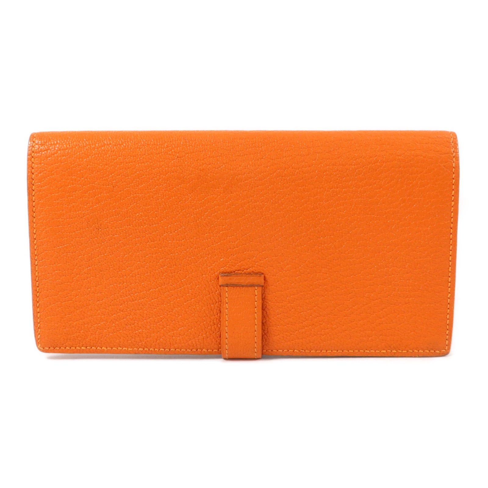 HERMES Chevre皮革Bearn Long Wallet長錢包Orange