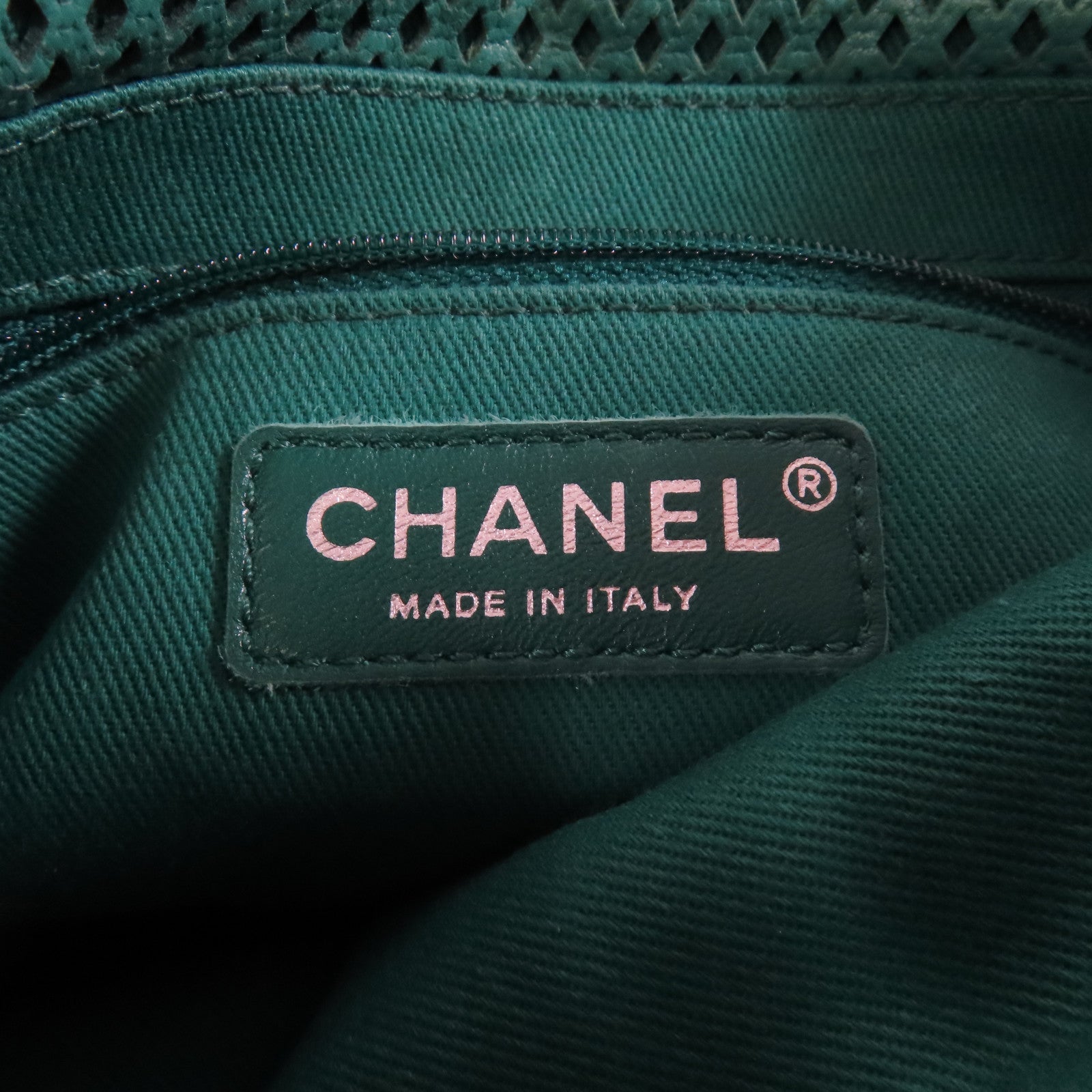 CHANEL 牛皮皮革Chain Shoulder銀扣鏈帶肩背袋綠色