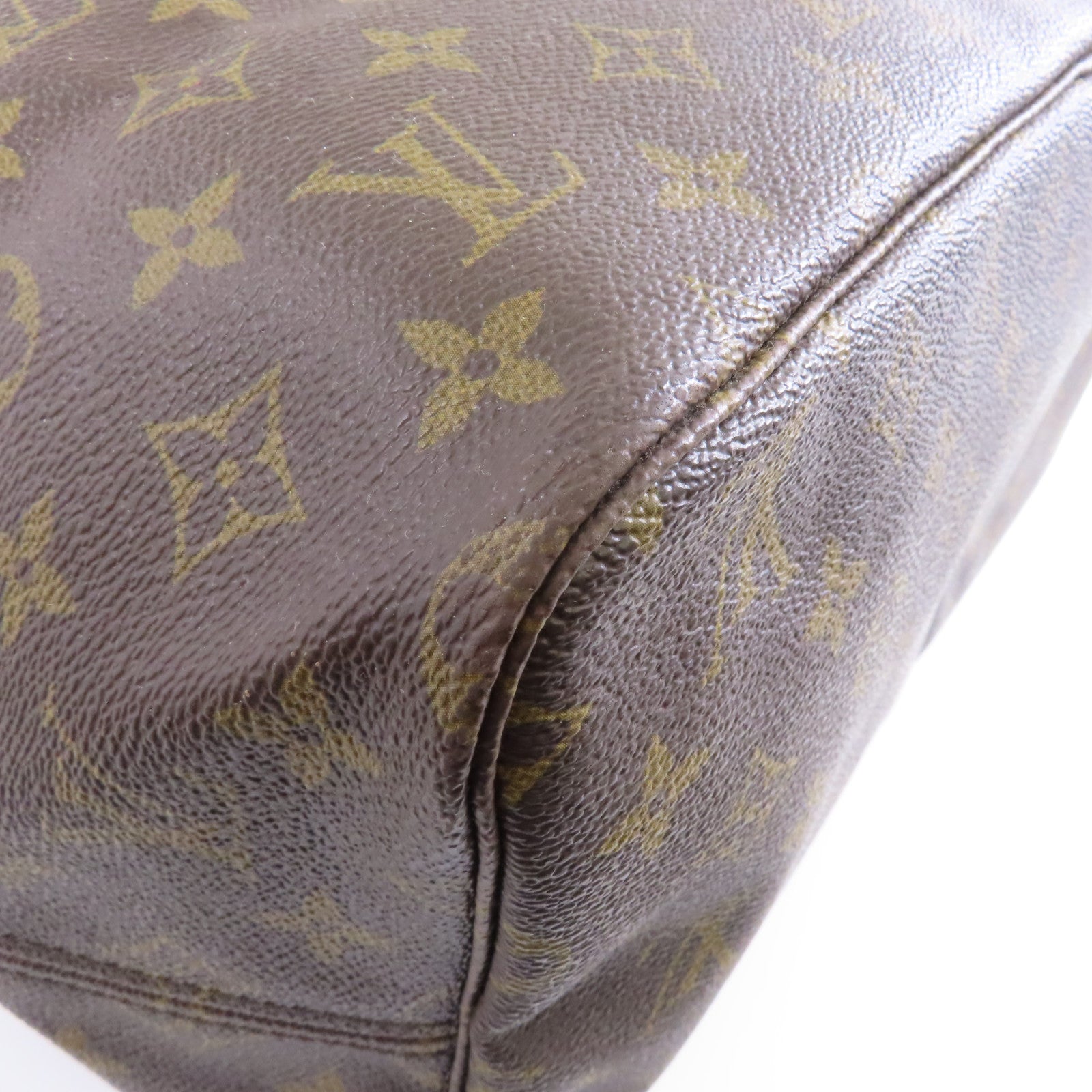 LOUIS VUITTON Monogram Neverfull GM金扣手挽袋啡色