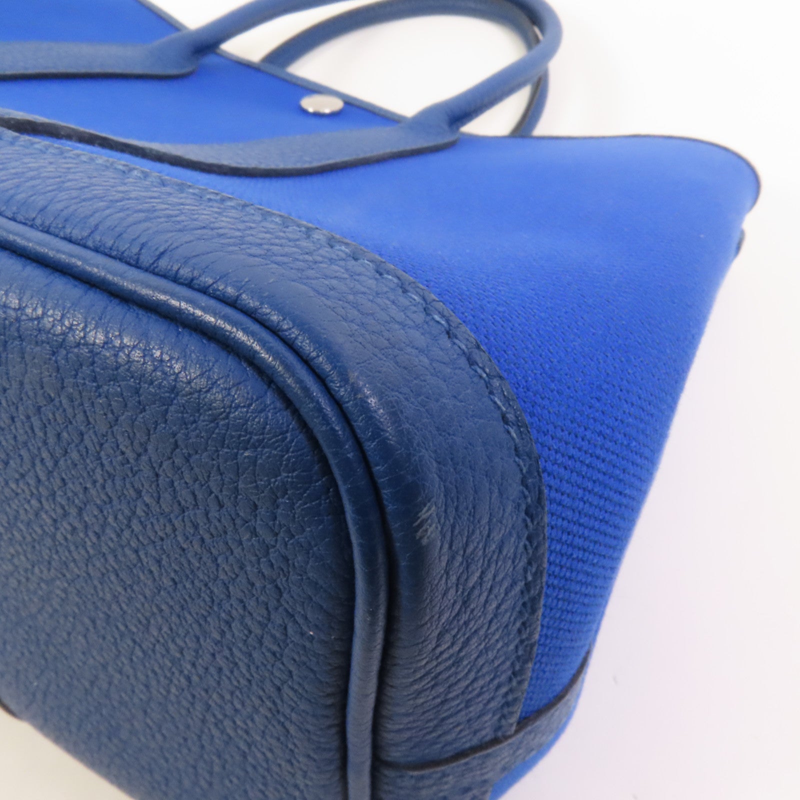 HERMES 帆布Garden Party TPM銀扣手挽袋Blue France