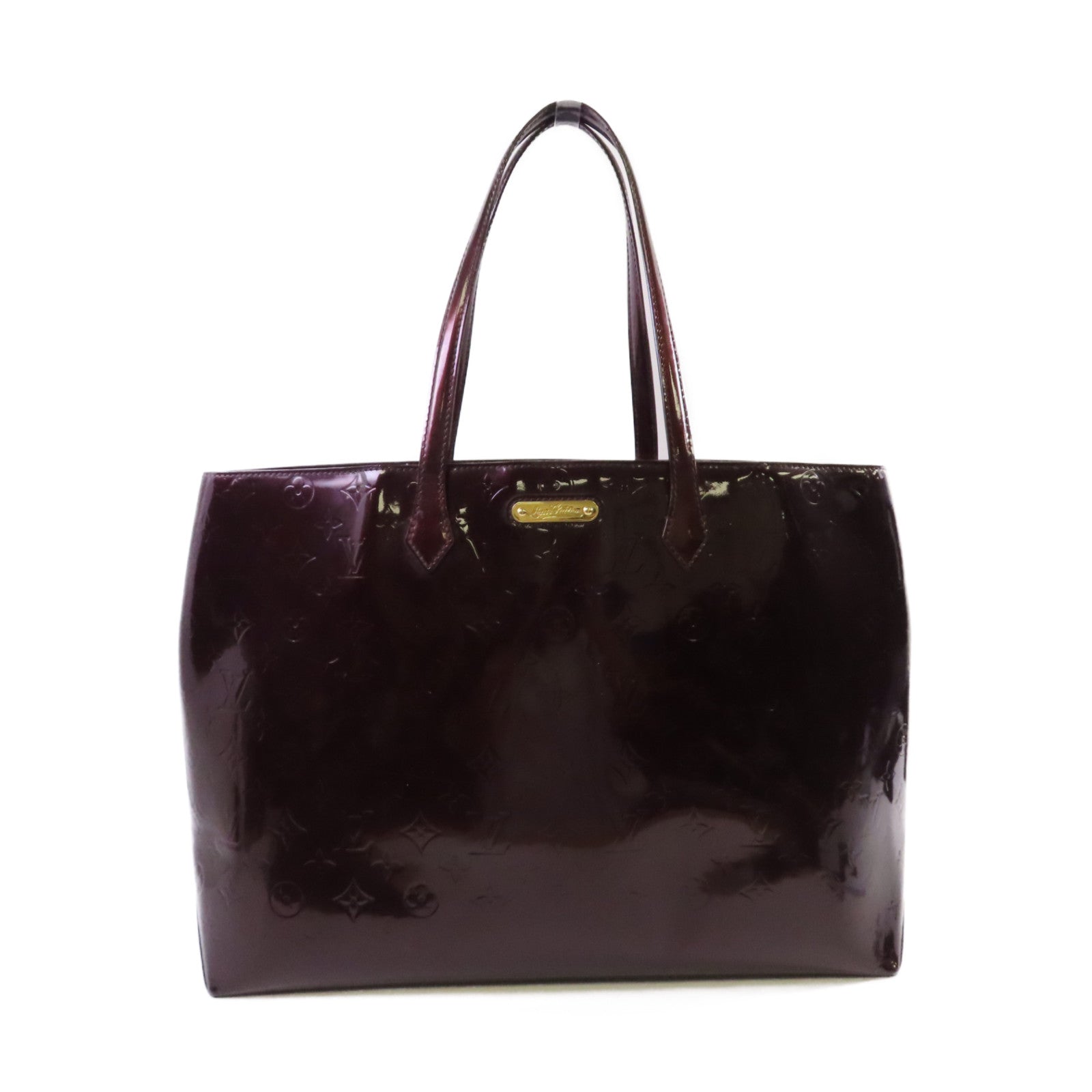 LOUIS VUITTON 【激減優惠】Monogram Vernis Wilshire GM Hand Bag金扣手挽袋酒紅色