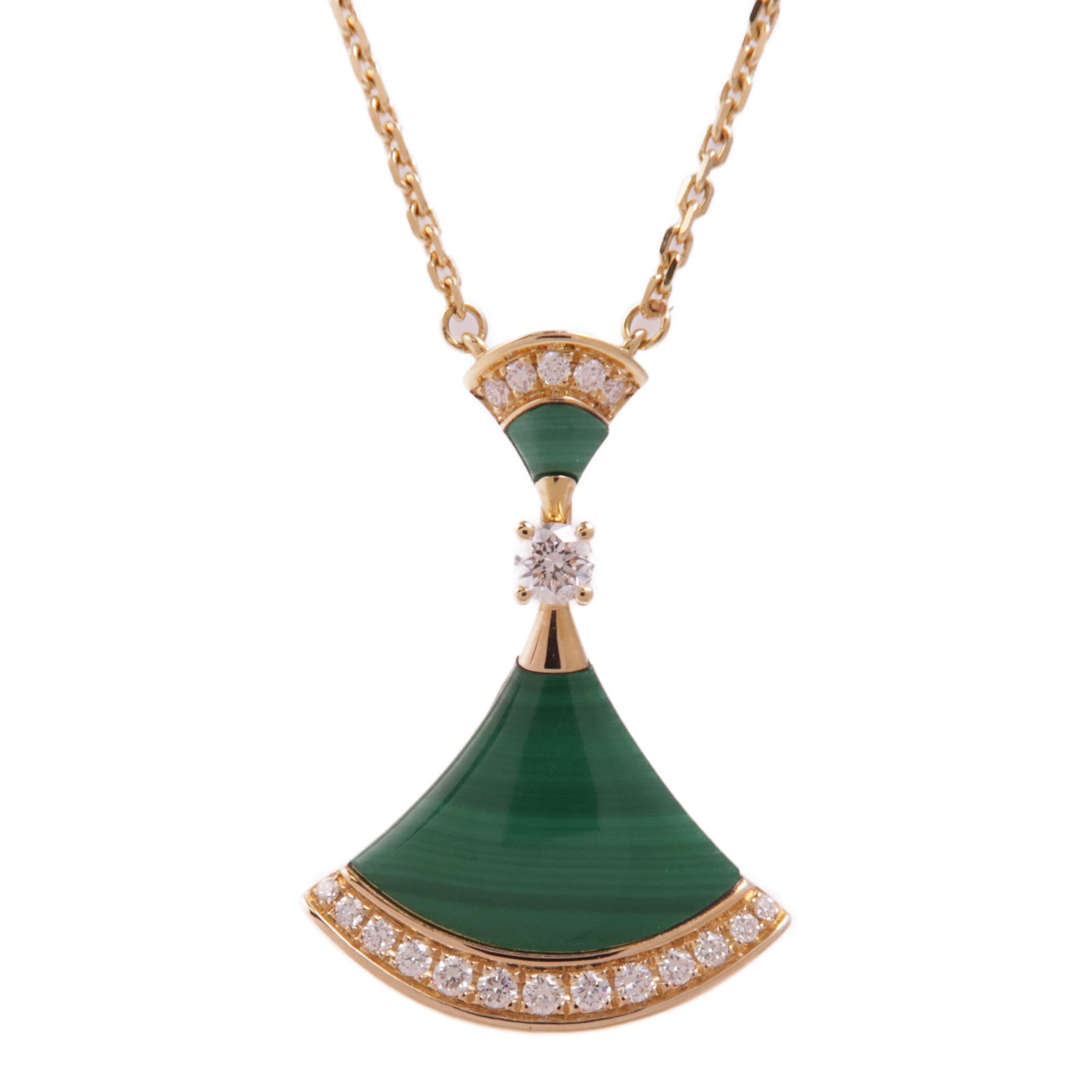 BVLGARI 18K玫瑰金Divas' Dream Necklace孔雀石/鑽石項鍊