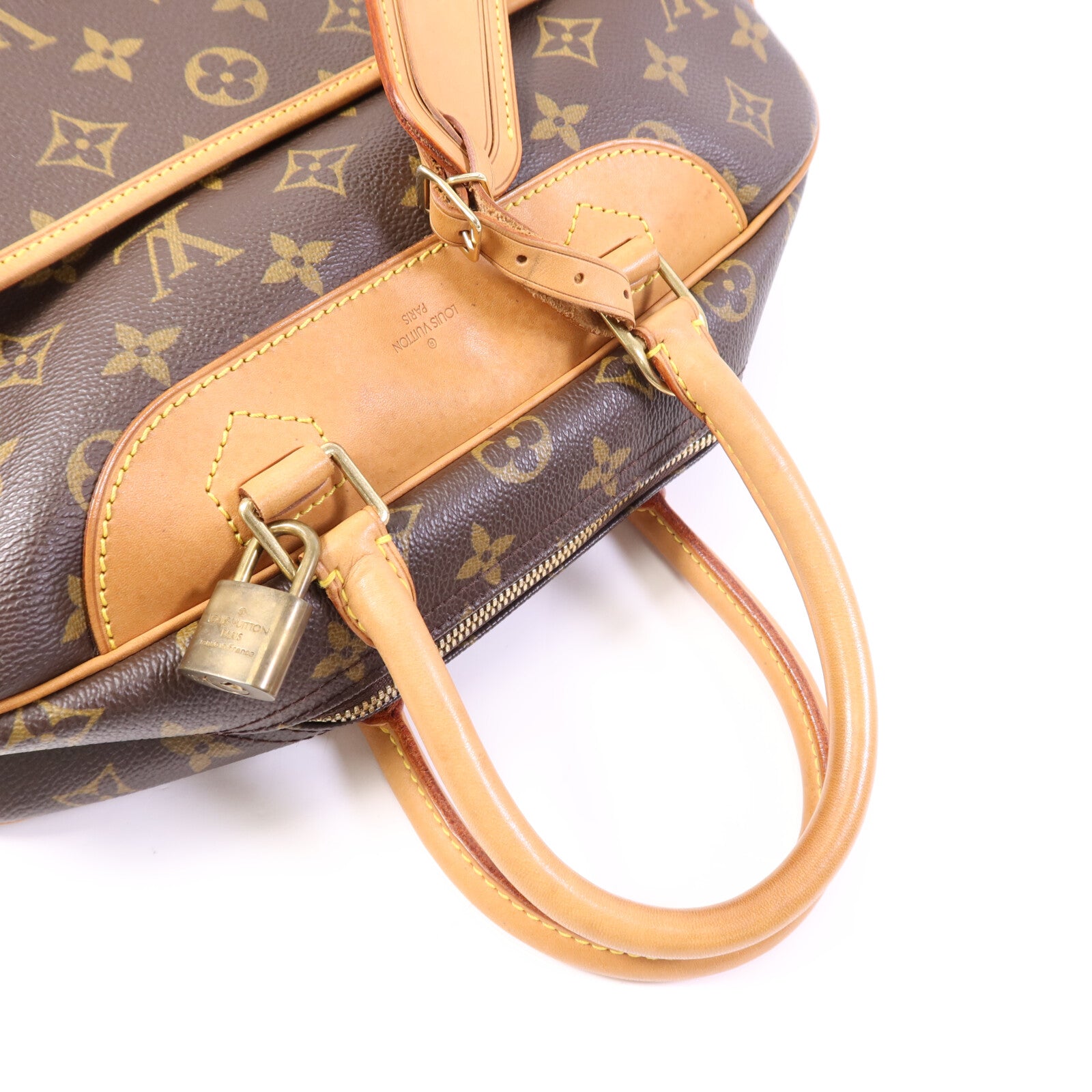 LOUIS VUITTON Monogram Deauville金扣手挽袋棕色