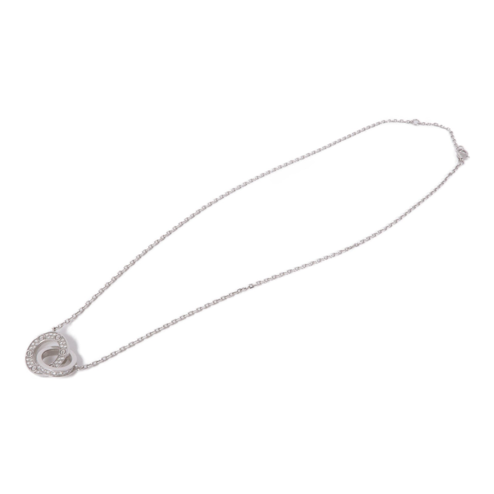 CARTIER 18K白金/鑽石Love Necklace項鏈