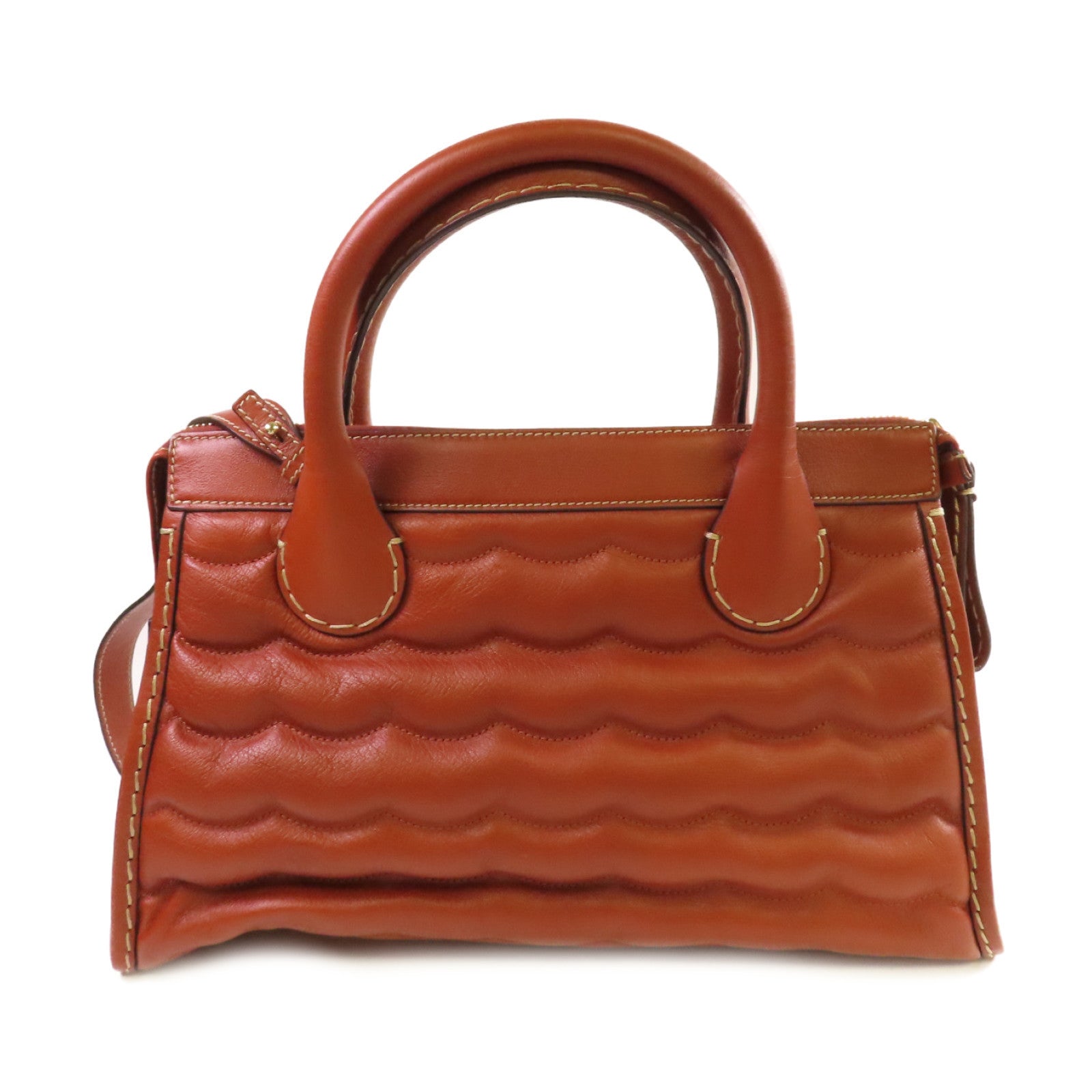 Chloe 【激減優惠】牛皮皮革Edith Satchel 2Way Shoulder Bag金扣手挽肩背兩用袋啡色