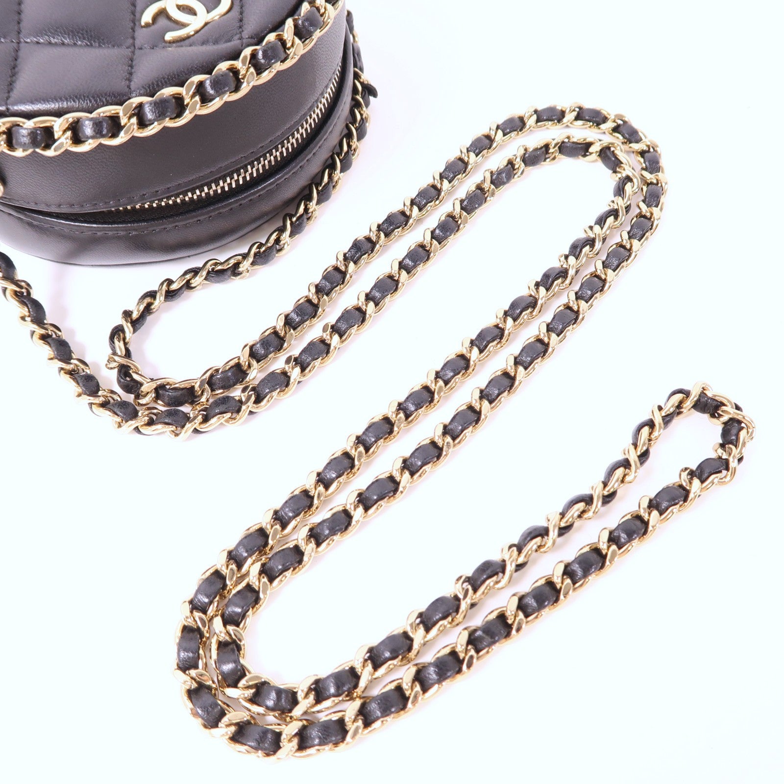 CHANEL CC GHW Chain Shoulder Bag Lambskin Leather Black