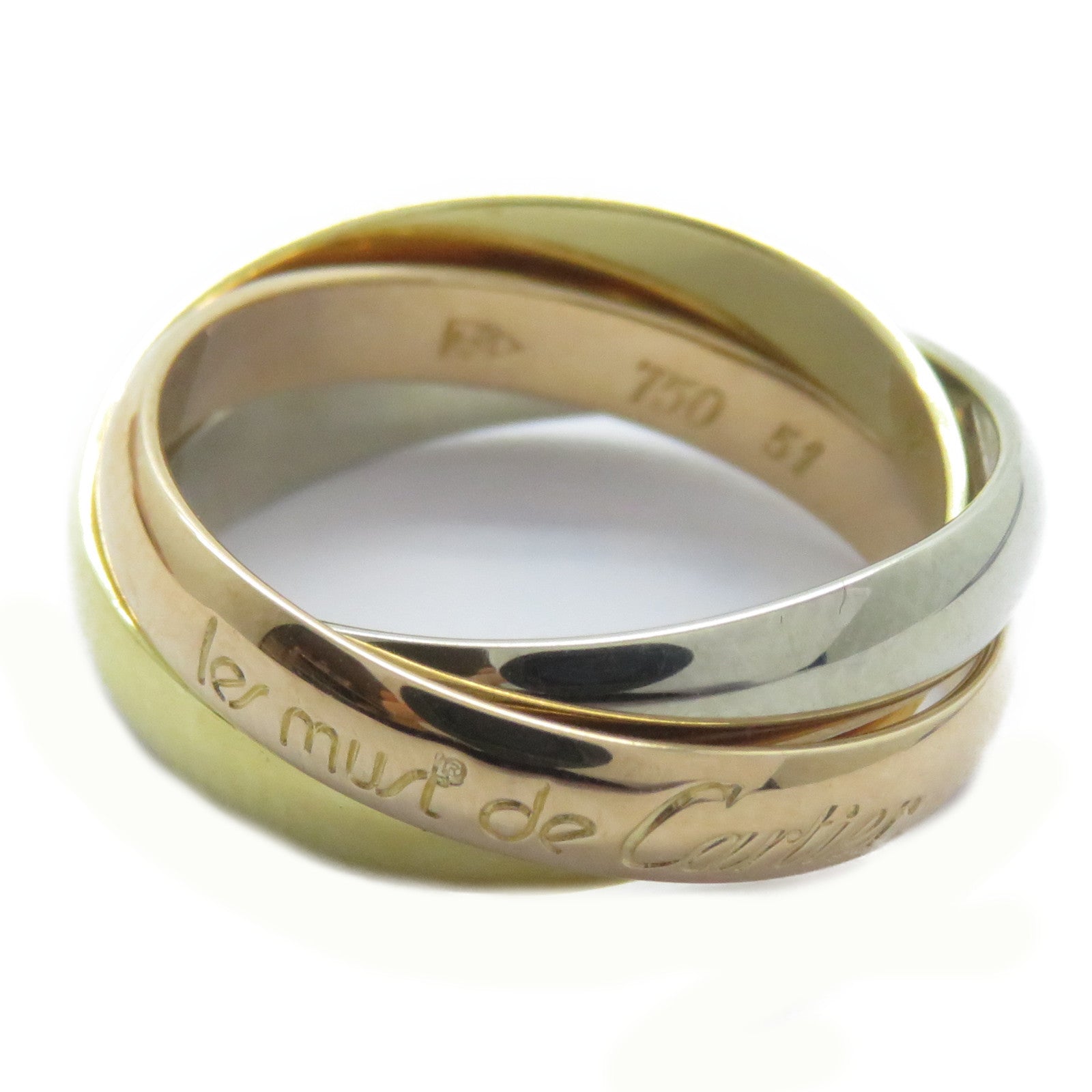 CARTIER 18K黃金/白金/玫瑰金Les Must De Trinity戒指Cartier#51/US#6