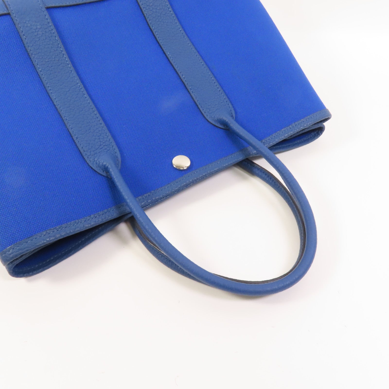 HERMES 帆布Garden Party TPM銀扣手挽袋Blue France